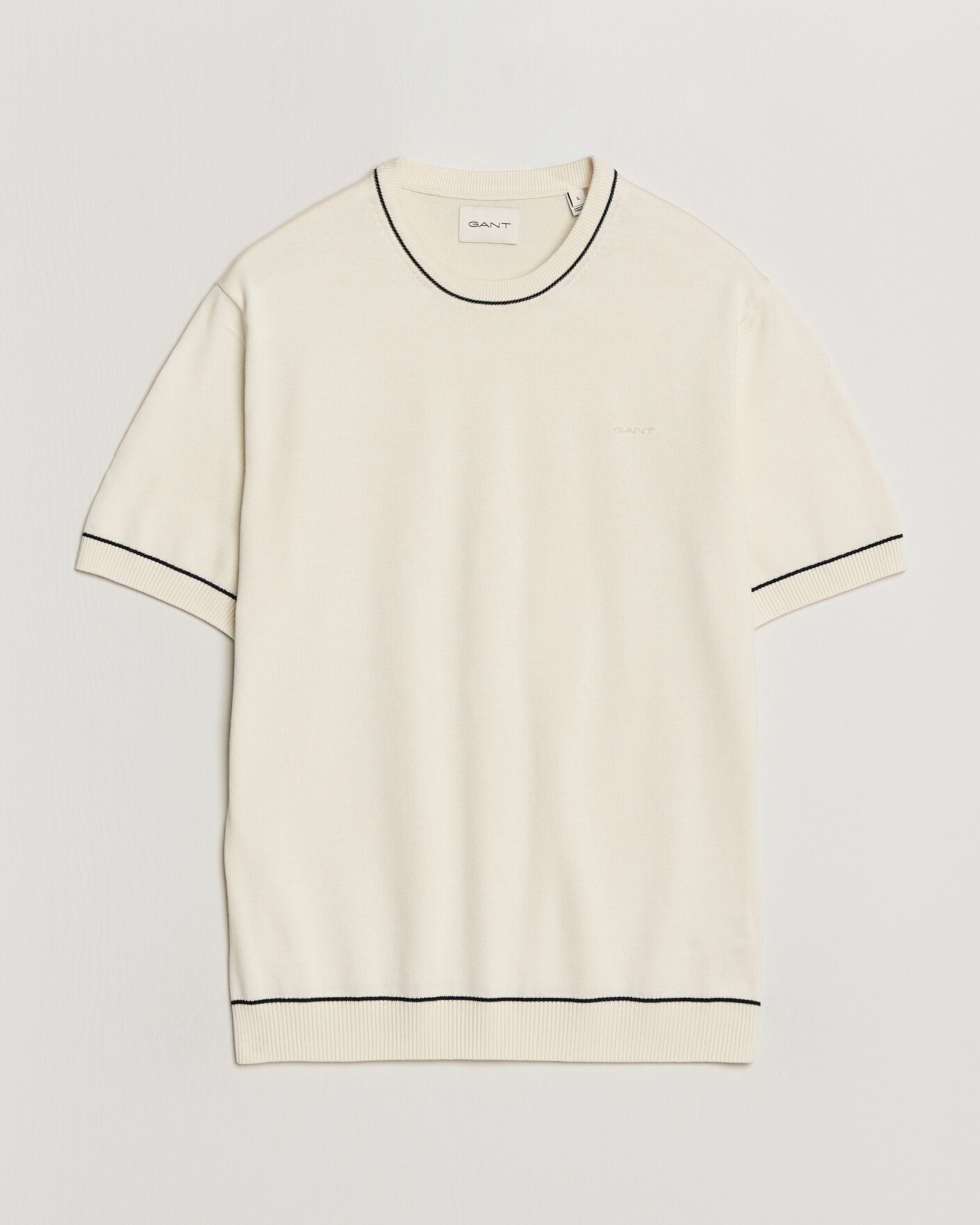Heren | T-shirts | GANT | Cotton/Model Knitted T-Shirt Cream