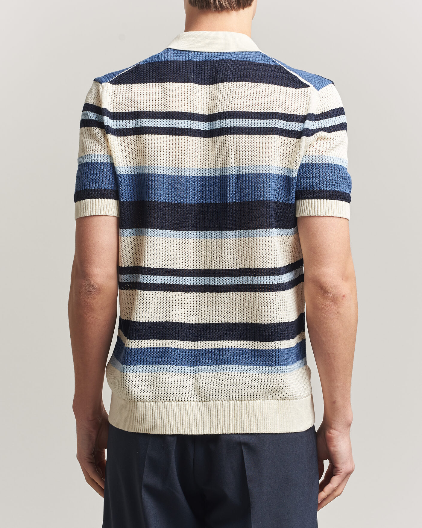 Heren | Overhemden | Gant | Striped Knitted Short Sleeve Shirt Vintage Blue