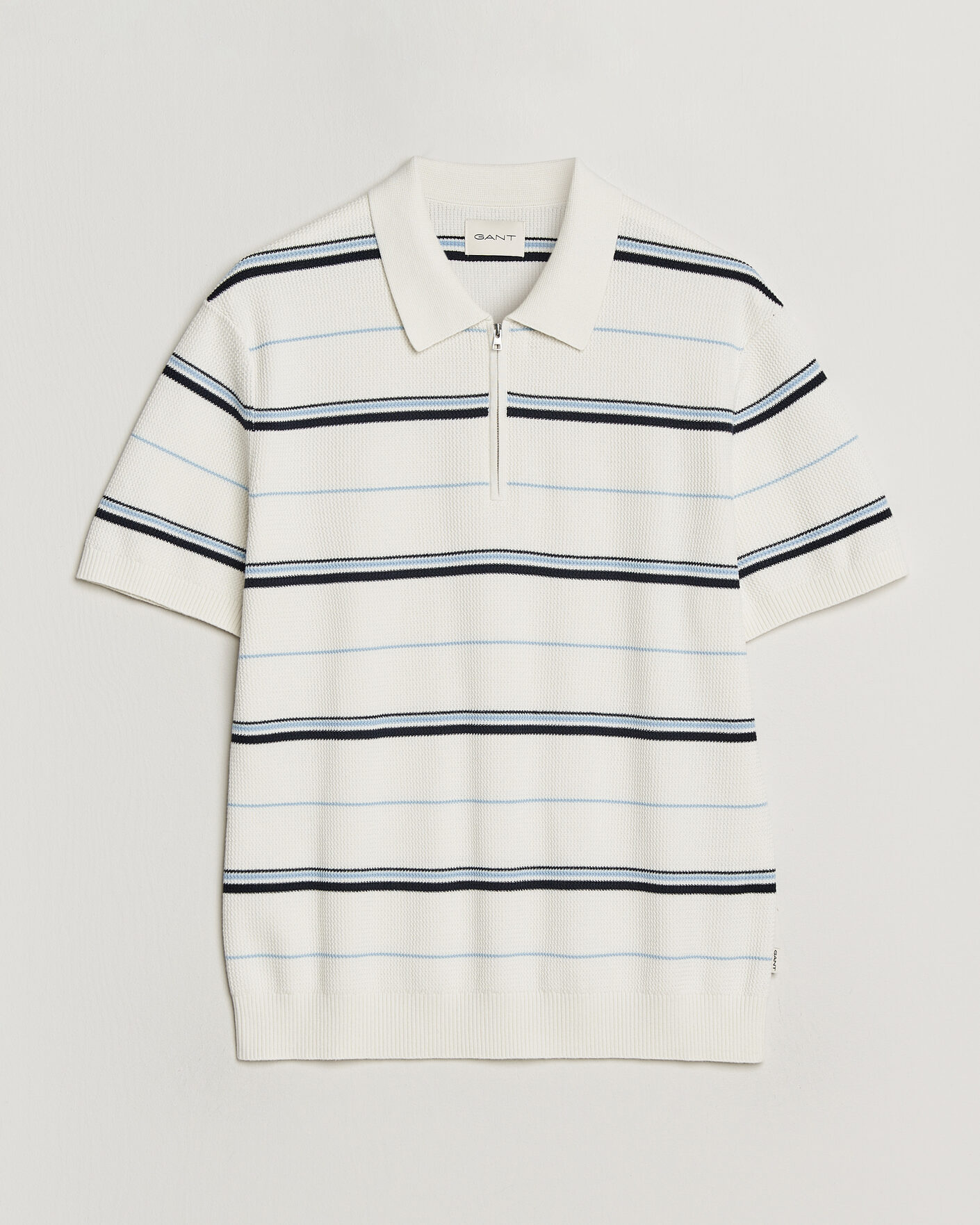 Heren | Polo's | Gant | Striped Knitted Polo Eggshell