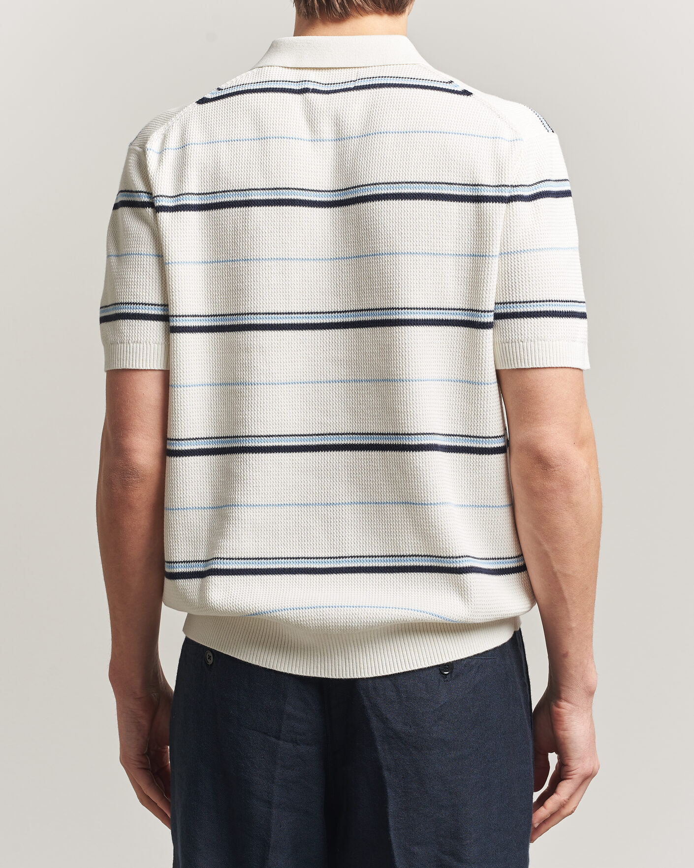 Heren | Polo's | Gant | Striped Knitted Polo Eggshell