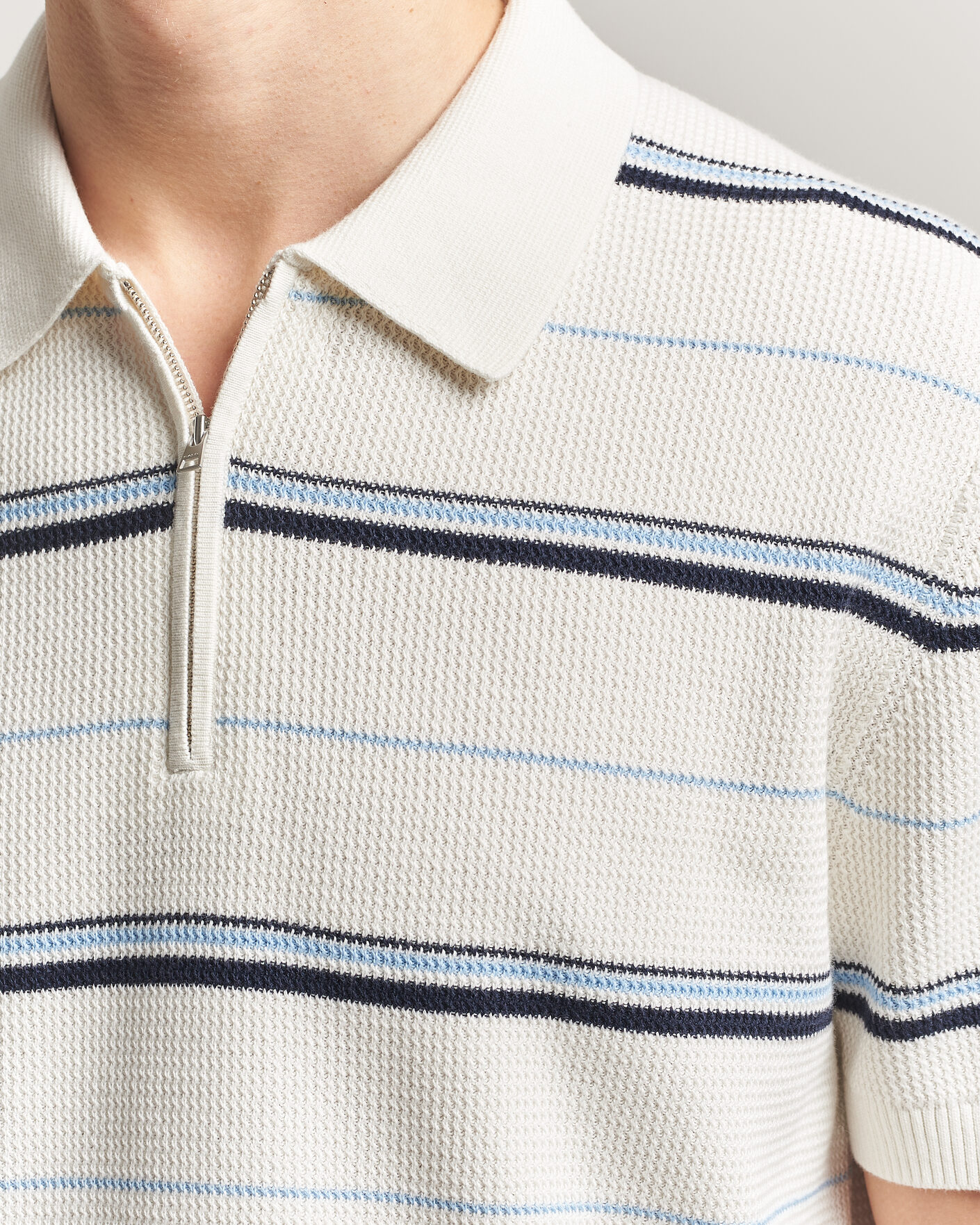 Heren | Polo's | GANT | Striped Knitted Polo Eggshell
