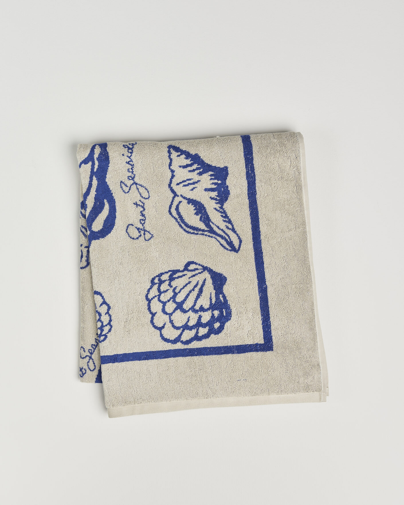 Heren | Stoffen | Gant | Seashell Print Beach Towel Faded Beige