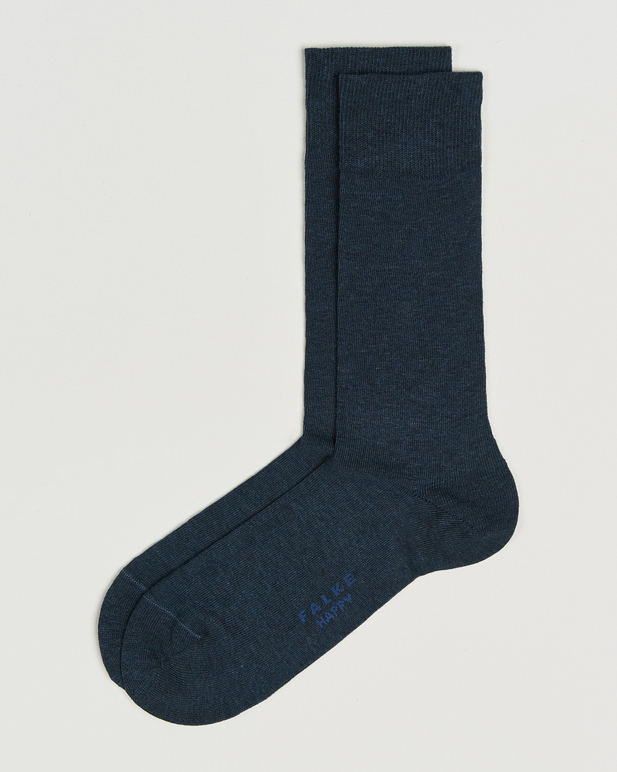 Heren | Ondergoed | Falke | Happy 2-Pack Cotton Socks Navy Melange