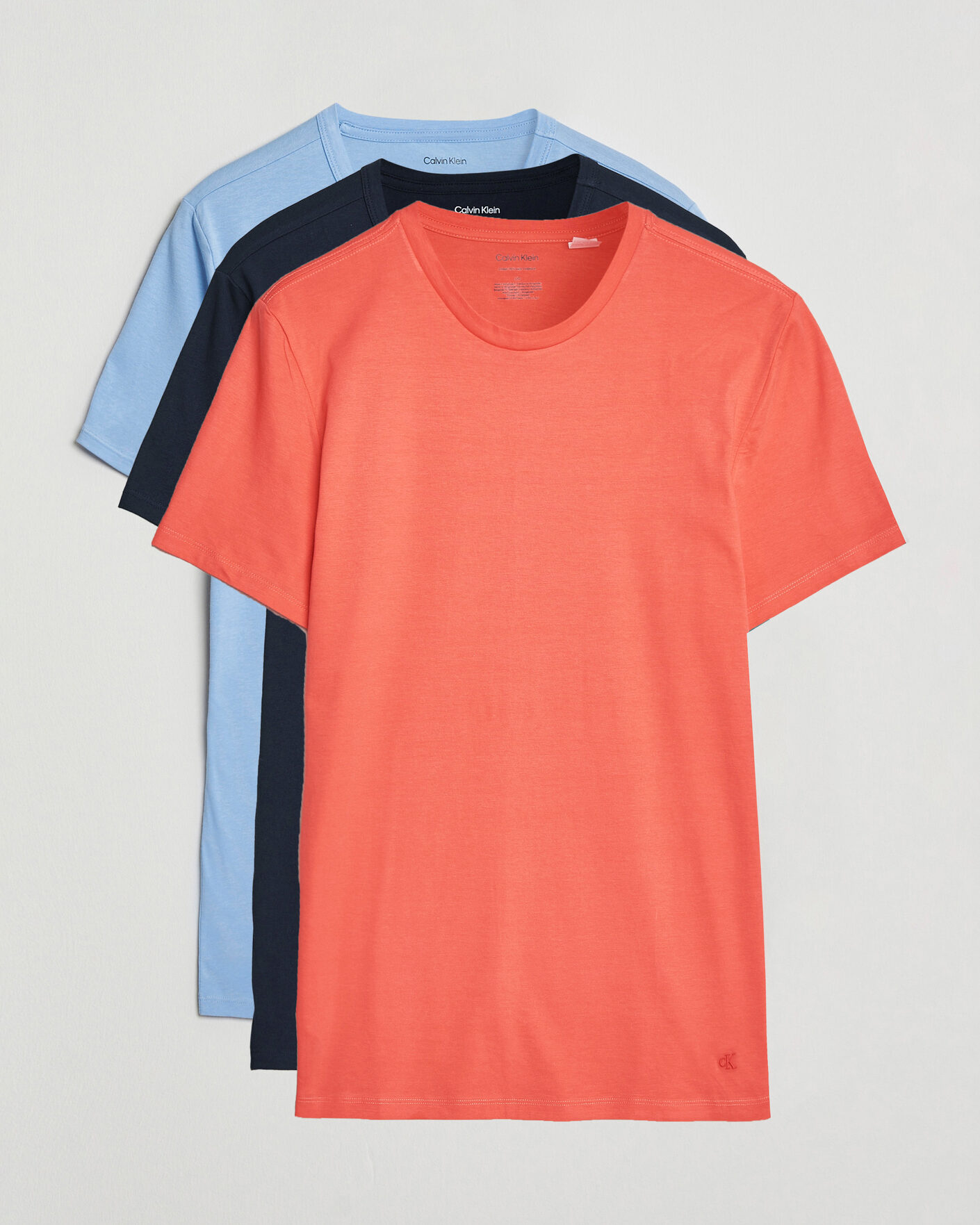 Heren | T-shirts | Calvin Klein | 3-Pack Cotton Crew Neck T-Shirt Navy/Red/Blue