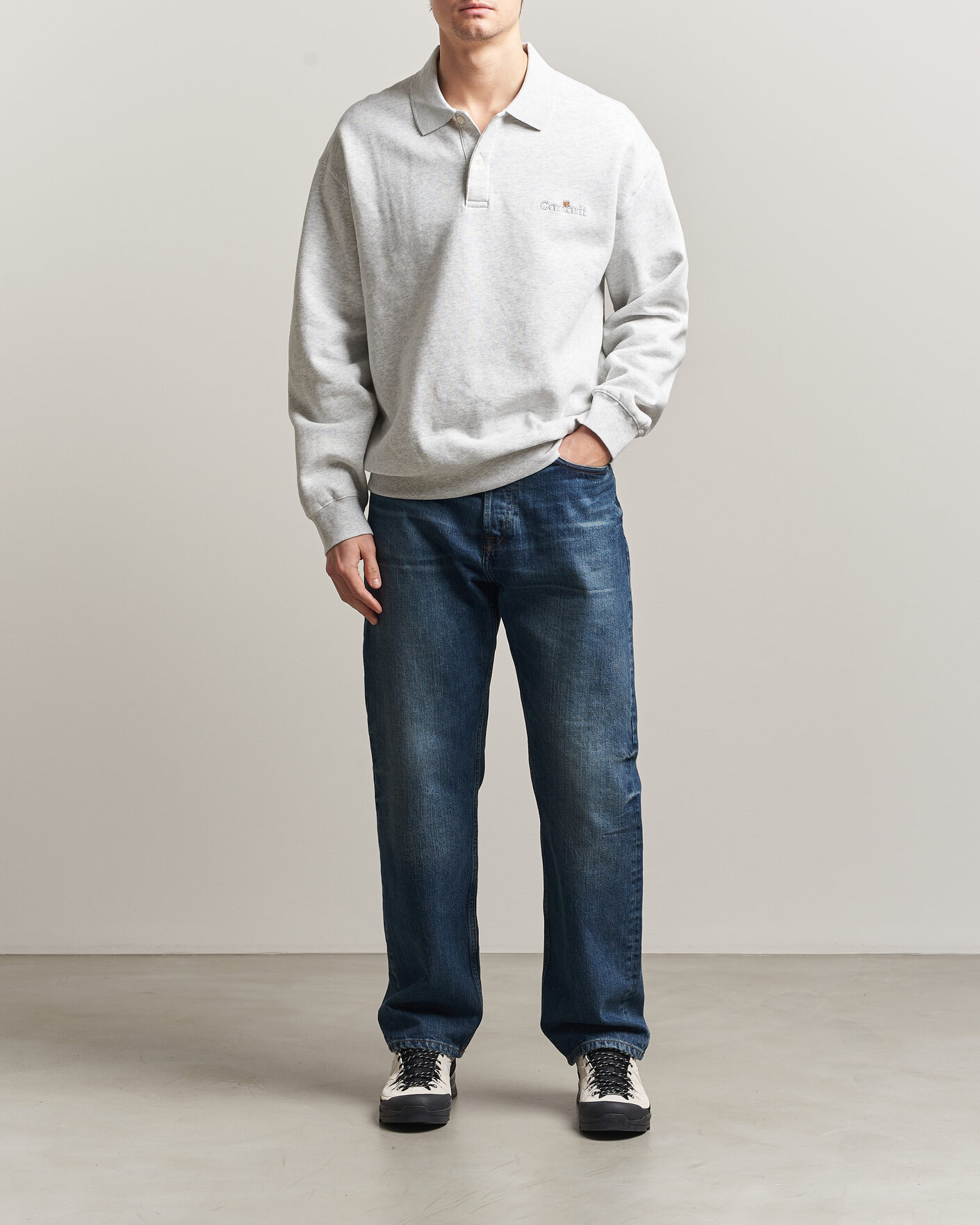Heren | Truien | Carhartt WIP | WIP Label Polo Sweatshirt Ash Heather