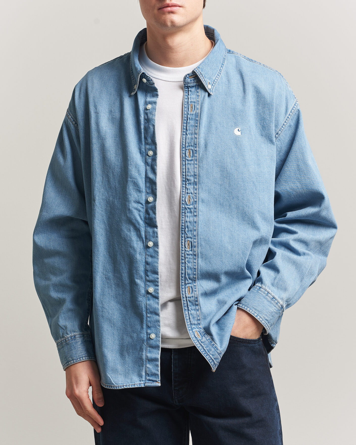 Heren | Overhemden | Carhartt WIP | Lucas Denim Shirt Blue Bleached