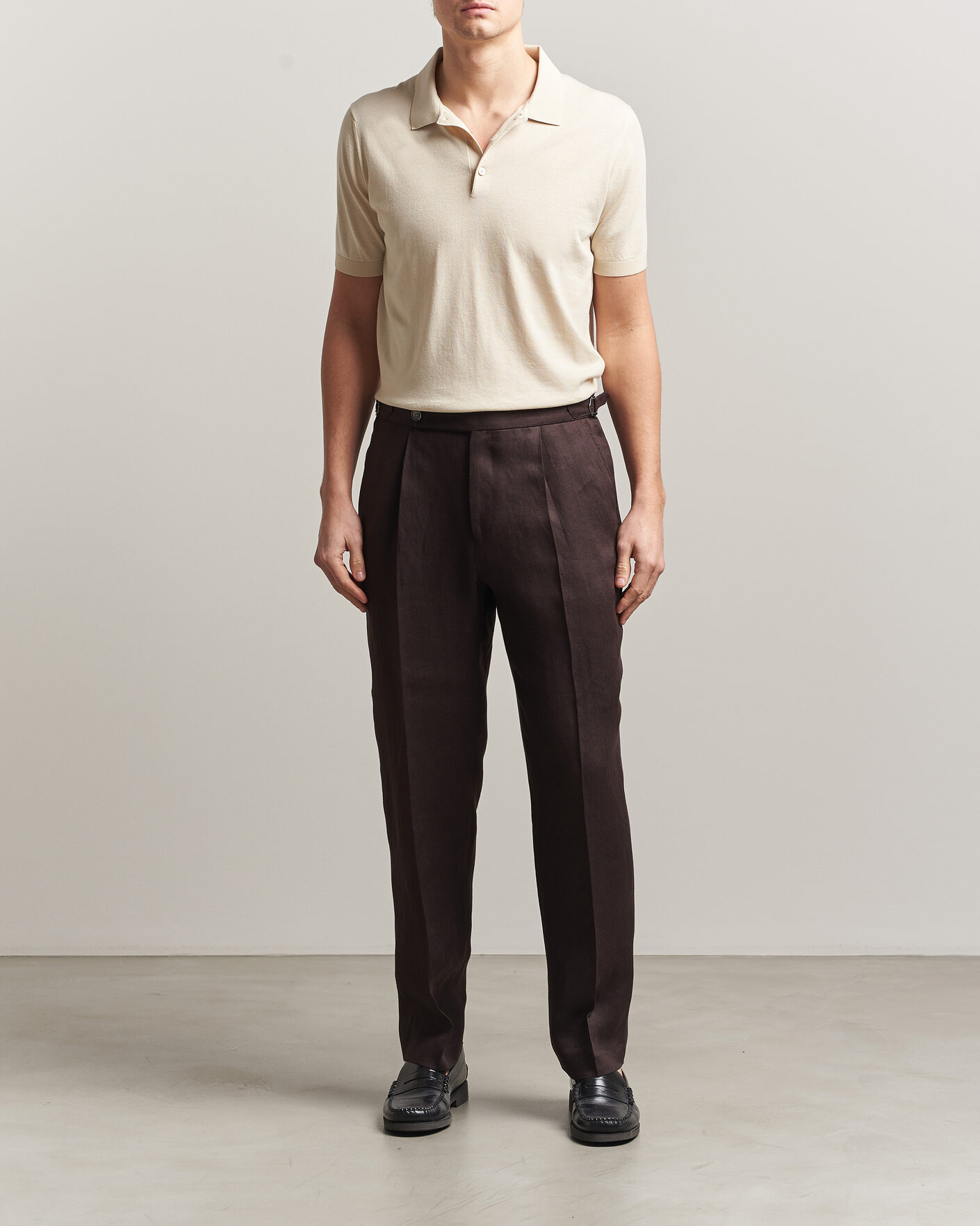 Heren | Polo's | Piacenza Cashmere | Short Sleeve Knitted Polo Off White