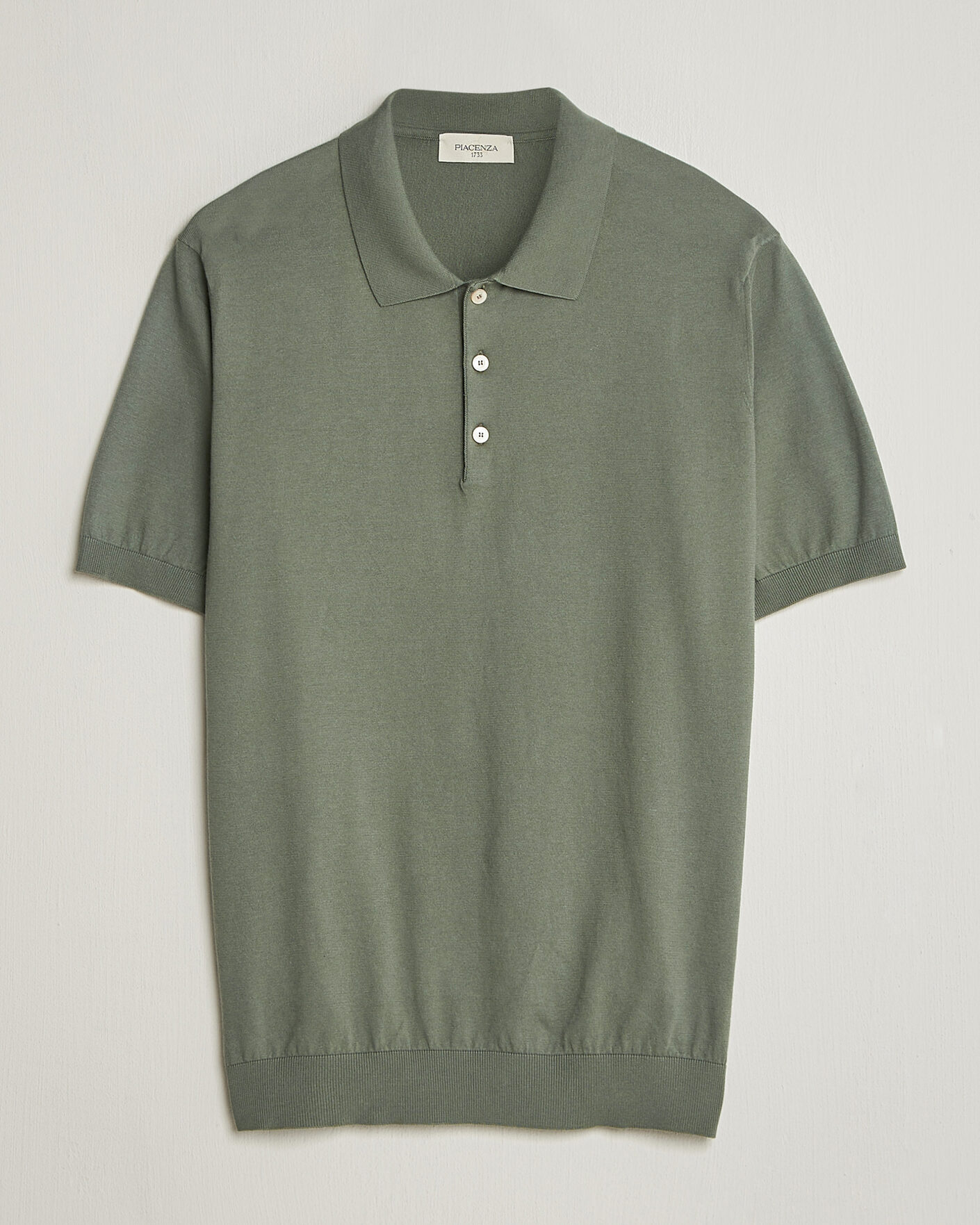 Heren | Polo's | Piacenza Cashmere | Short Sleeve Knitted Polo Sage