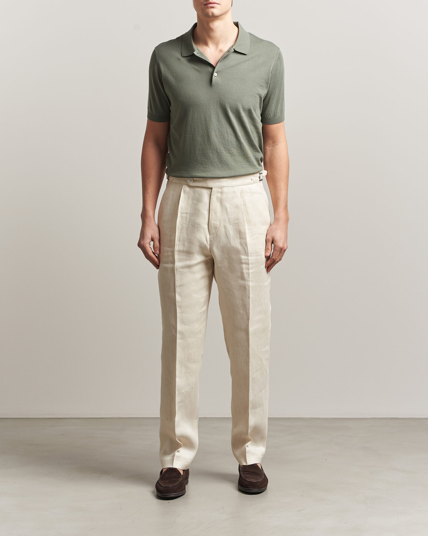 Heren | Polo's | Piacenza Cashmere | Short Sleeve Knitted Polo Sage