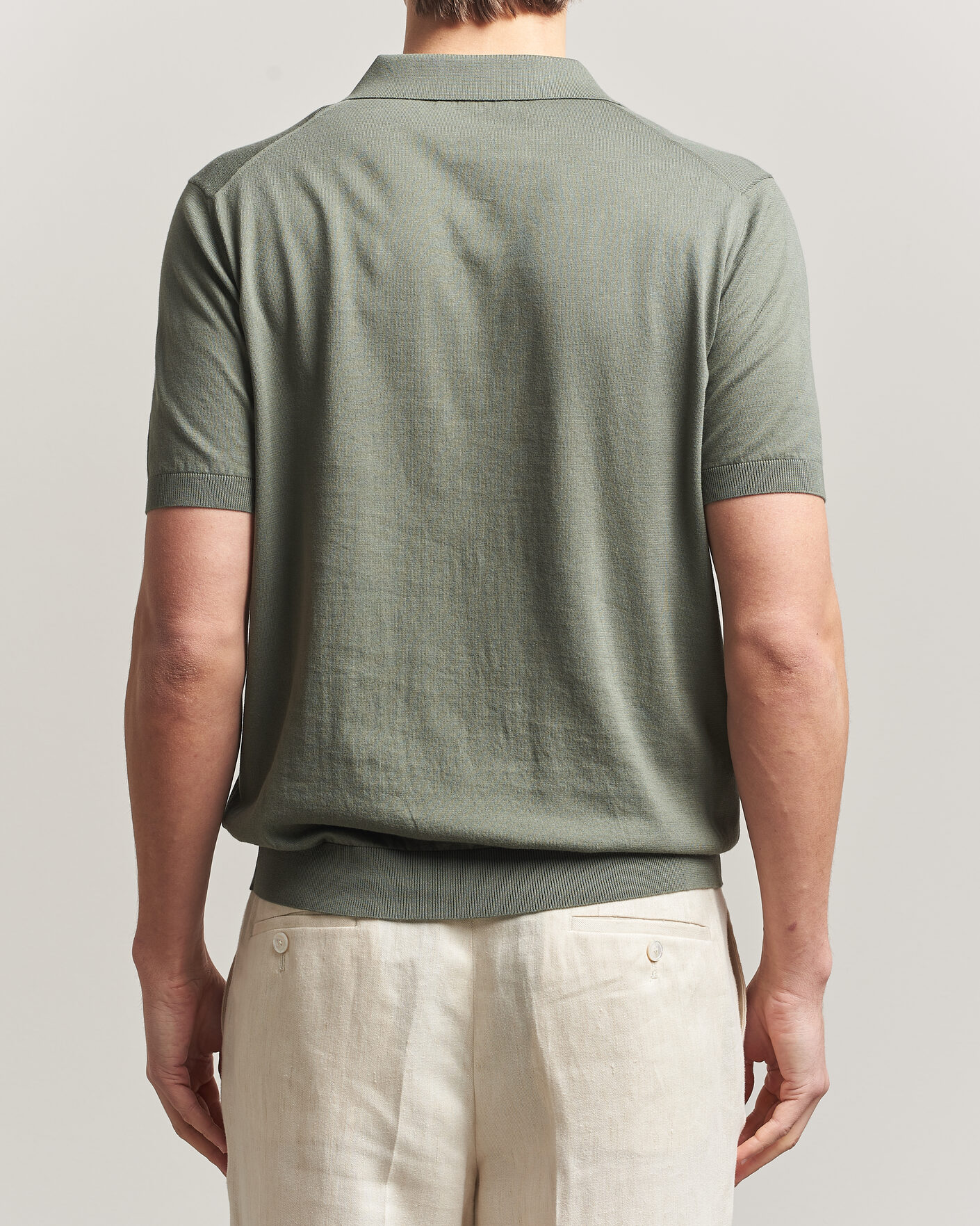 Heren | Polo's | Piacenza Cashmere | Short Sleeve Knitted Polo Sage
