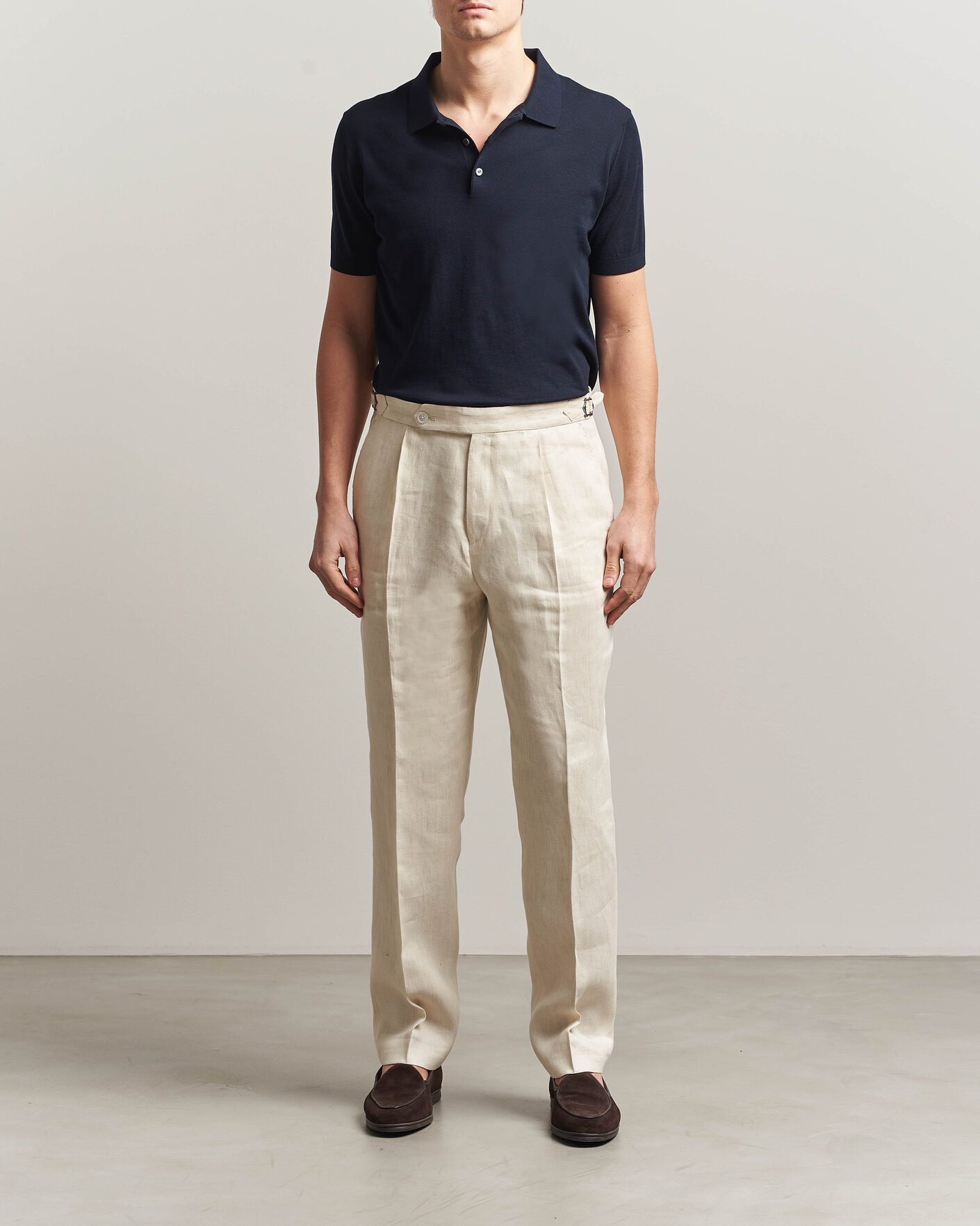 Heren | Polo's | Piacenza Cashmere | Short Sleeve Knitted Polo Navy