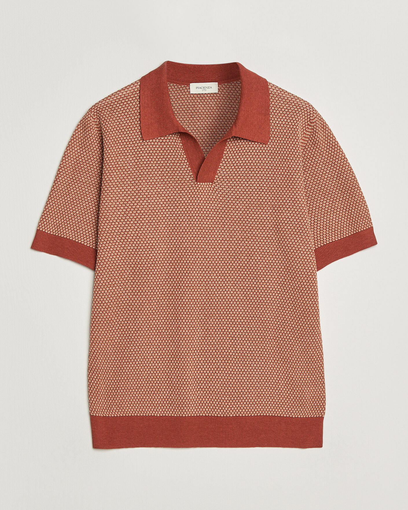 Heren | Polo's | Piacenza Cashmere | Silk/Linen Honeycomb Knitted Polo Red