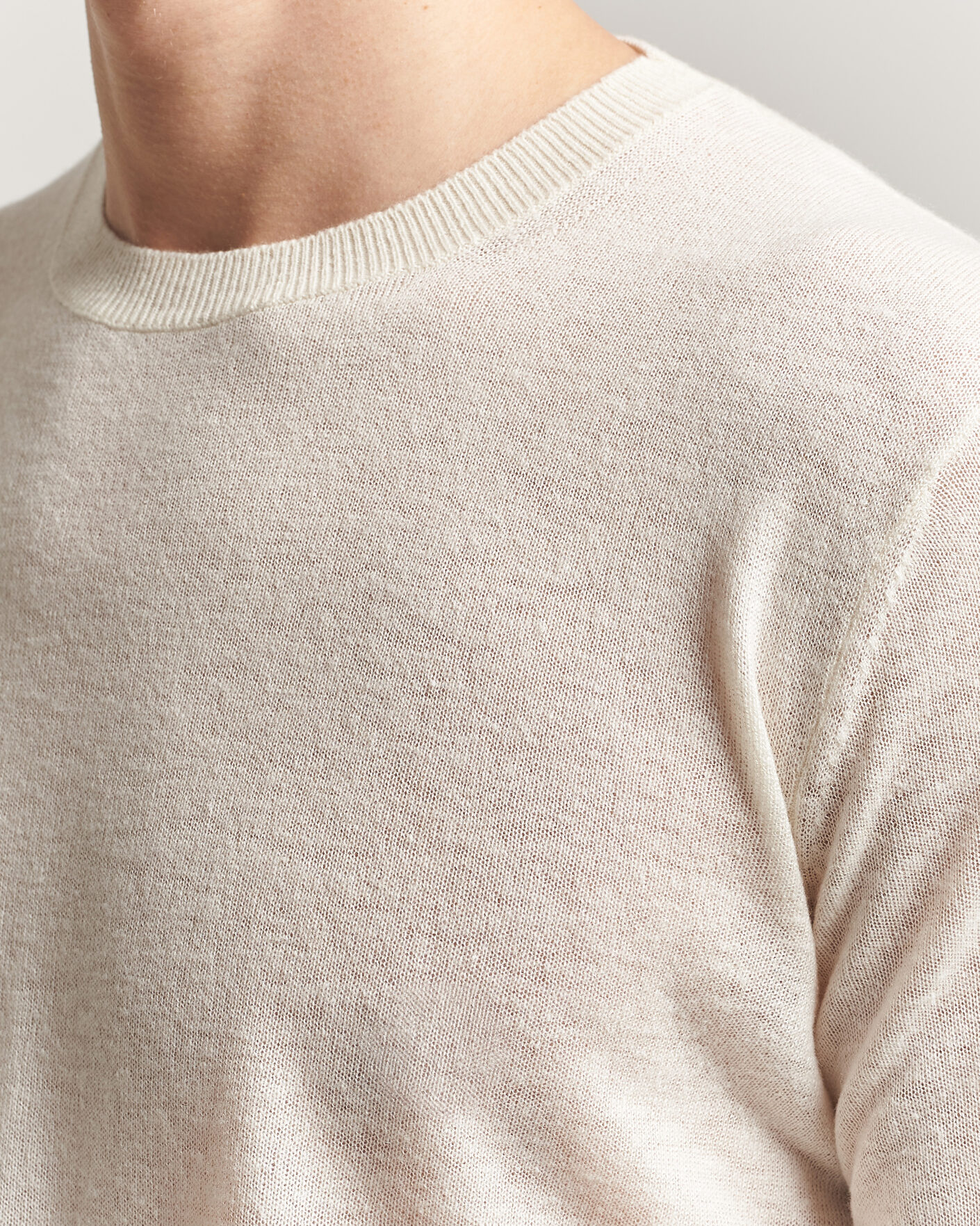 Heren | Truien | Piacenza Cashmere | Soft Silk/Cashmere Crew Neck Off White