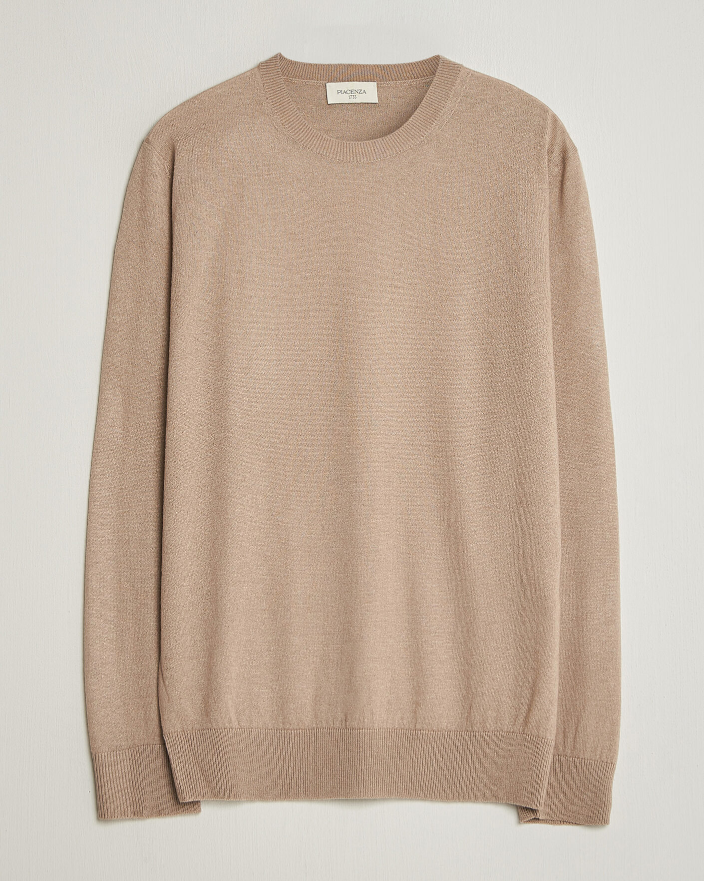 Heren | Truien | Piacenza Cashmere | Soft Silk/Cashmere Crew Neck  Beige