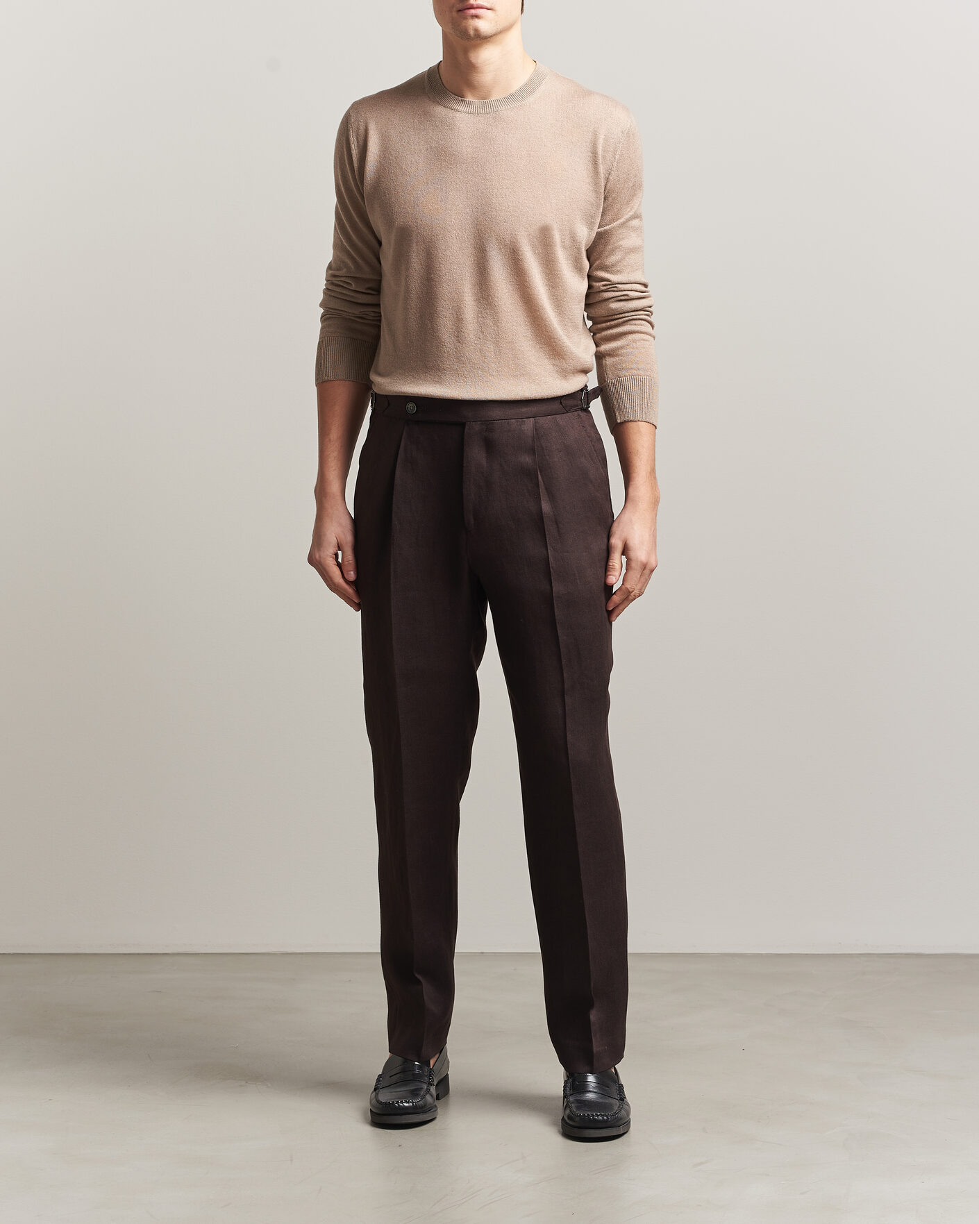 Heren | Truien | Piacenza Cashmere | Soft Silk/Cashmere Crew Neck Beige