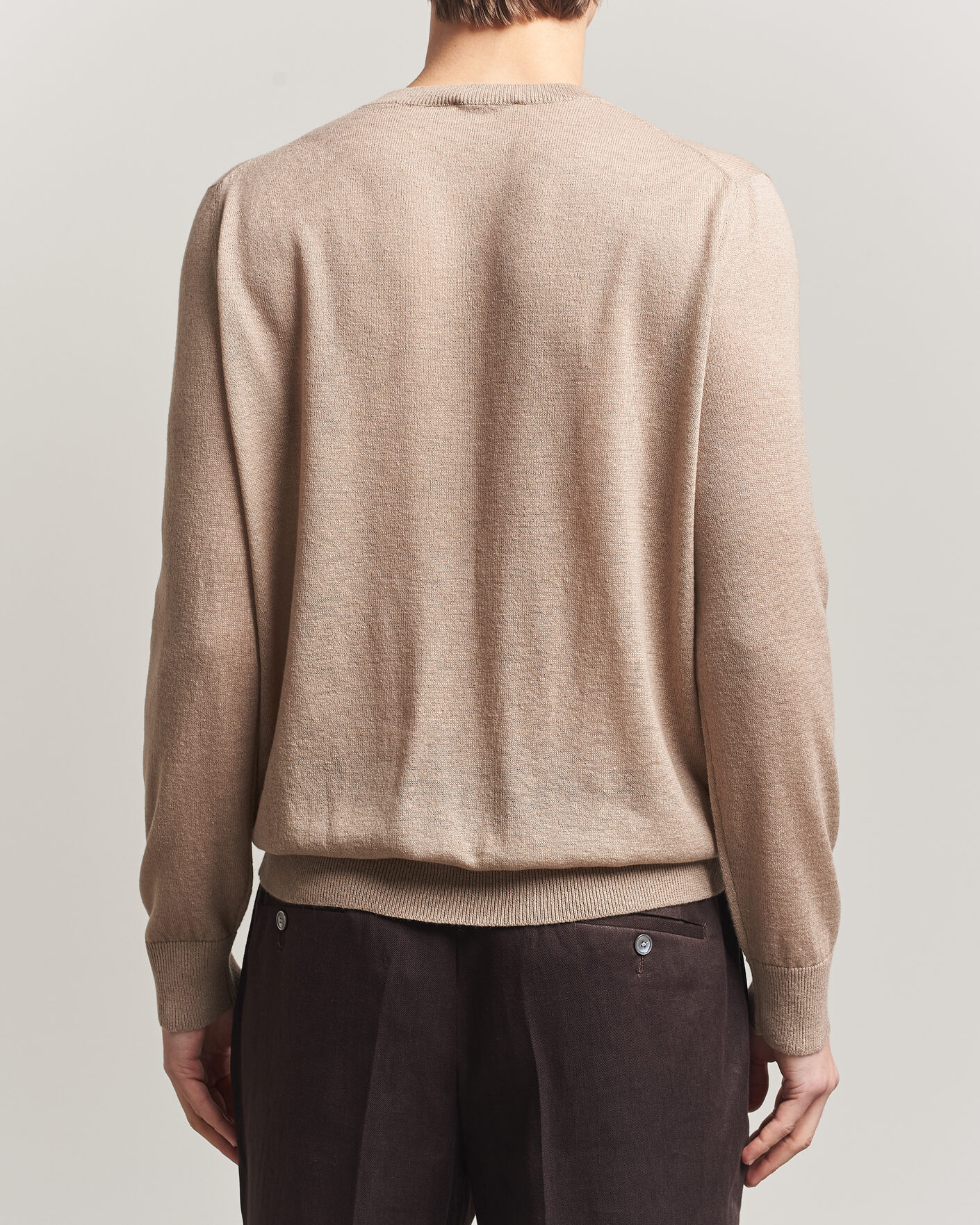 Heren | Truien | Piacenza Cashmere | Soft Silk/Cashmere Crew Neck  Beige