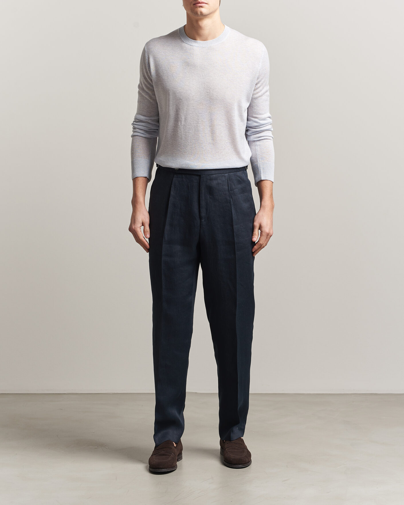 Heren | Truien | Piacenza Cashmere | Soft Silk/Cashmere Crew Neck  Sky Blue