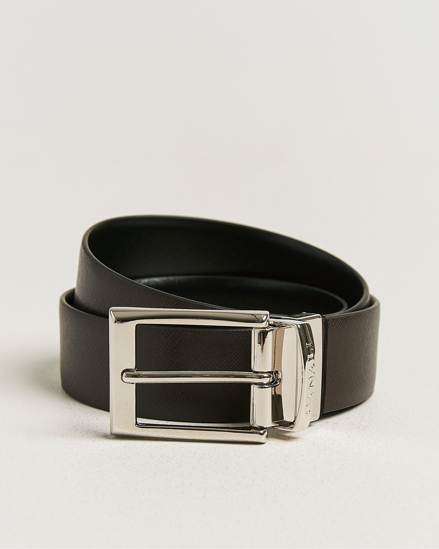Heren | Riemen | Canali | Reversible Saffiano Belt Black/Brown