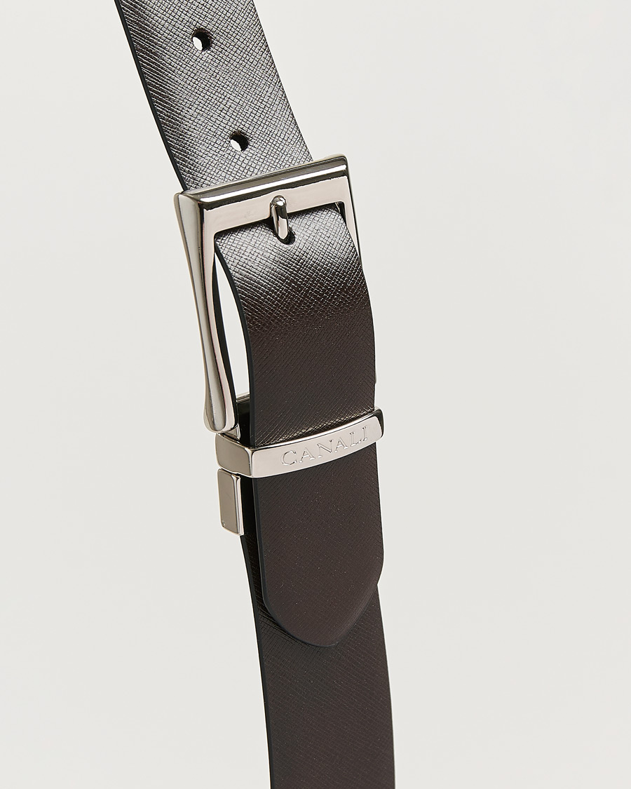Heren | Riemen | Canali | Reversible Saffiano Belt Black/Brown