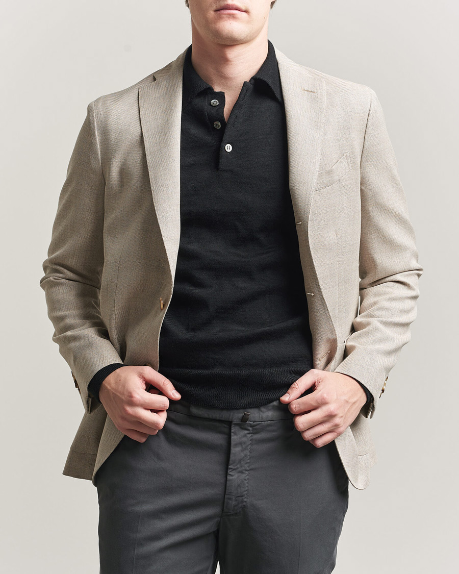 Heren | Blazers | Boglioli | K Jacket Wool Hopsack Blazer Light Beige