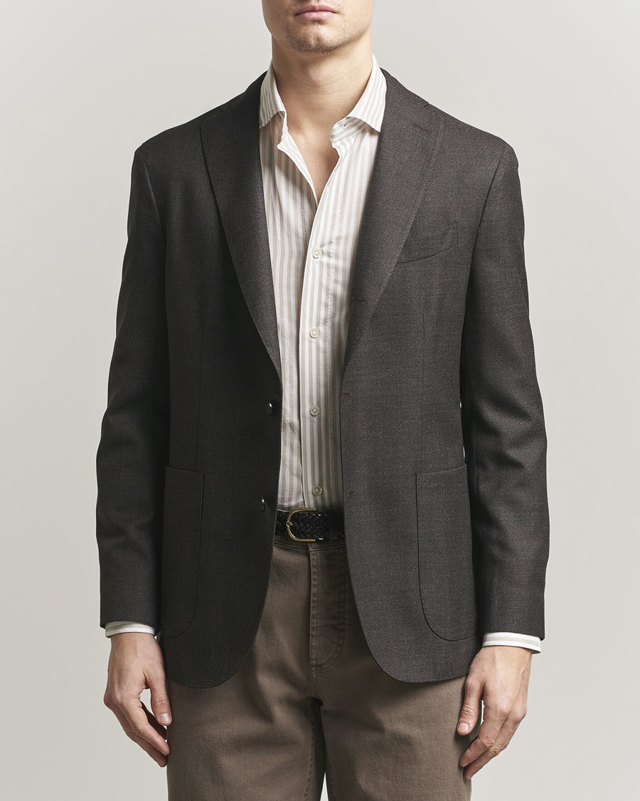 Heren | Blazers | Boglioli | K Jacket Wool Hopsack Blazer Dark Brown