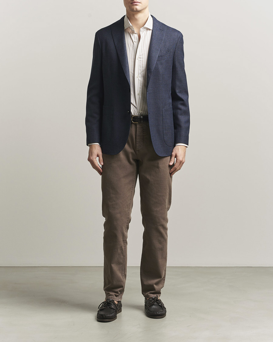 Heren | Blazers | Boglioli | K Jacket Wool Hopsack Blazer Dark Blue