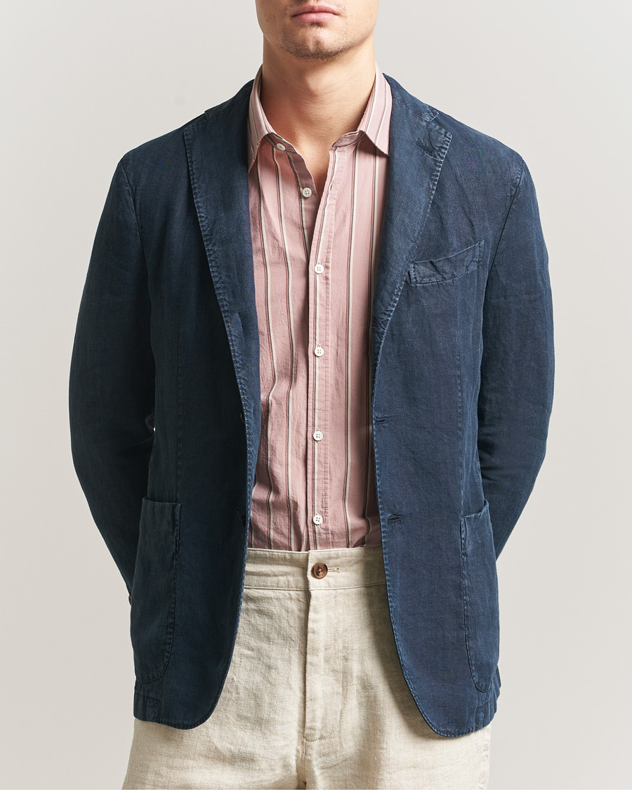 Heren | Blazers | Boglioli | K Jacket Linen Blazer Navy