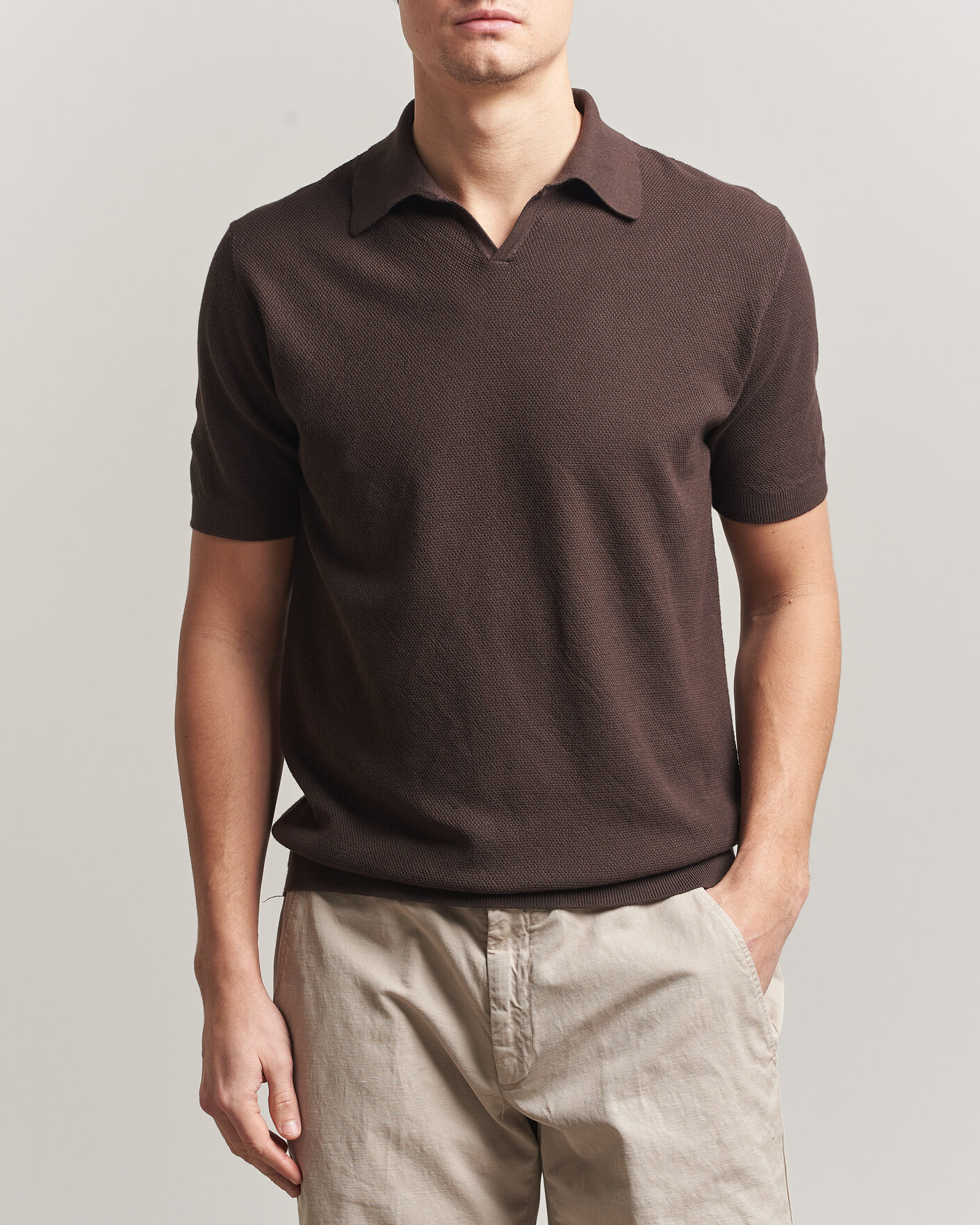 Heren | Polo's | Boglioli | Short Sleeve Polo Piquet Brown