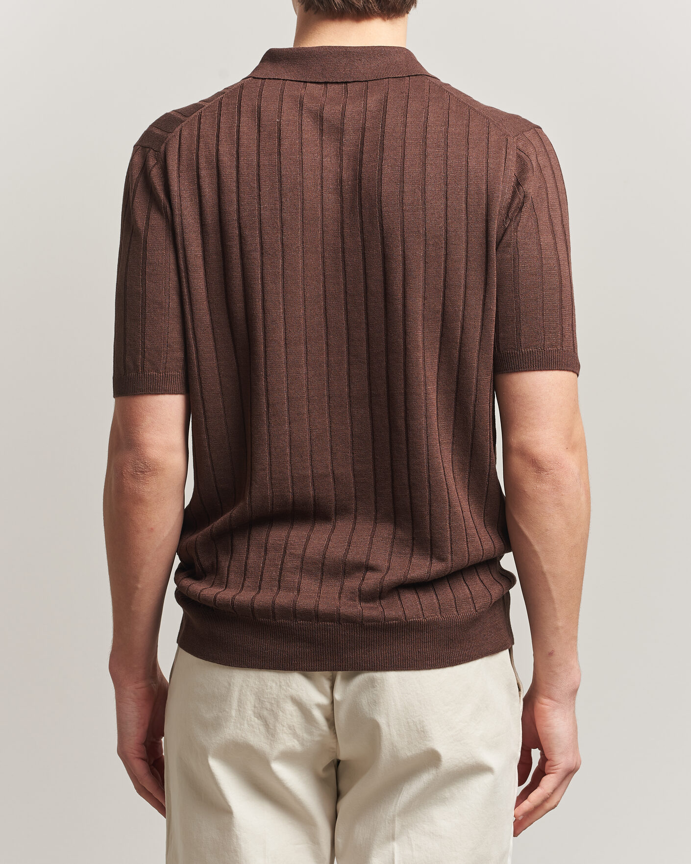 Heren | Polo's | Boglioli | Short Sleeve Knitted Rib Polo Brown