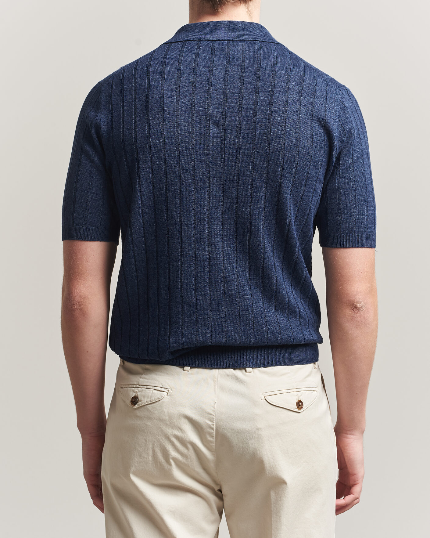 Heren | Polo's | Boglioli | Short Sleeve Knitted Rib Polo Navy