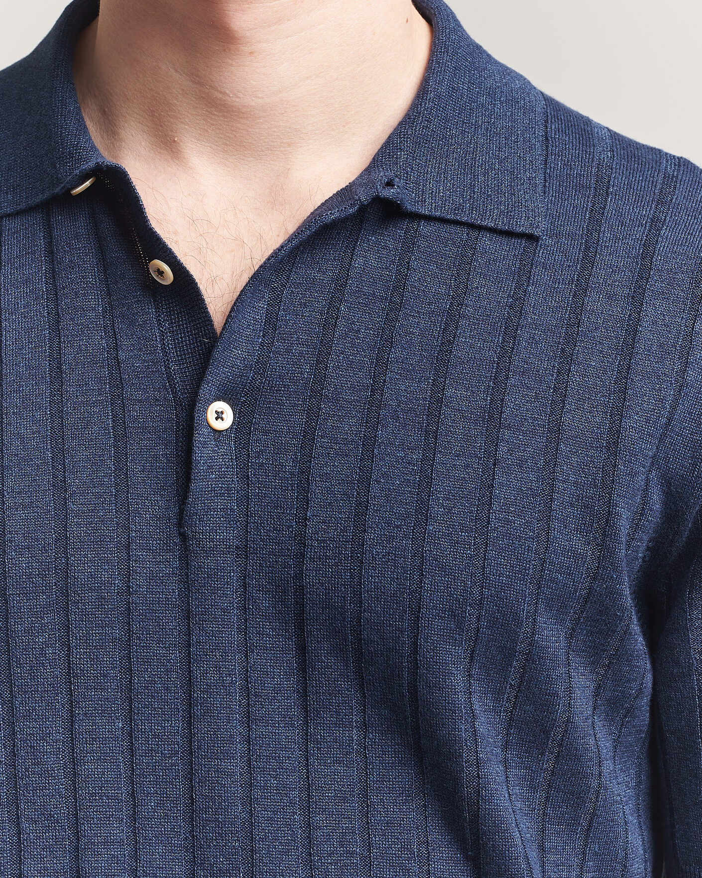 Heren | Polo's | Boglioli | Short Sleeve Knitted Rib Polo Navy