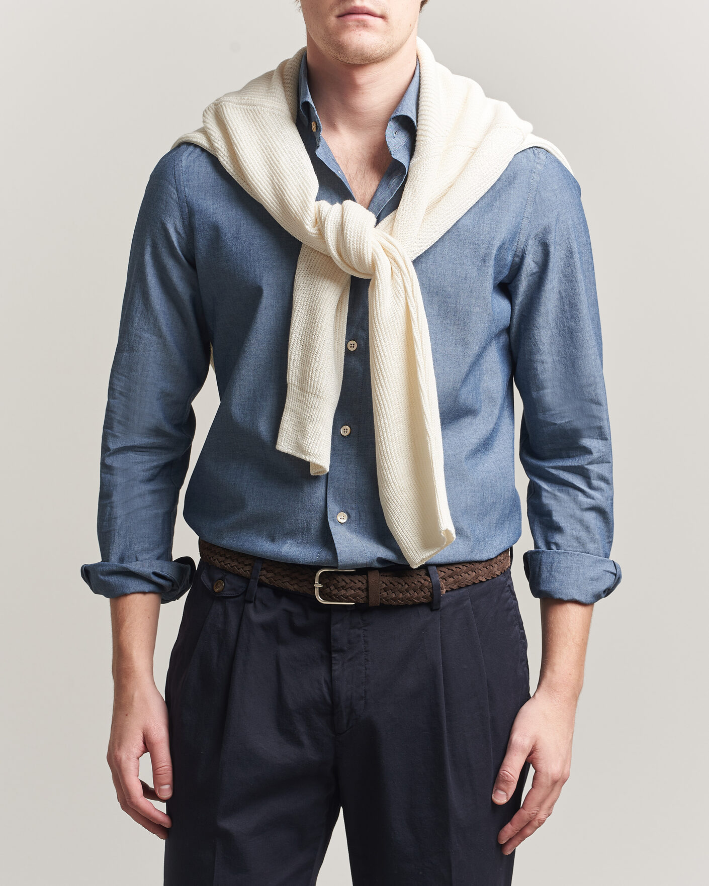 Heren | Overhemden | Boglioli | Chambray Shirt Medium Blue