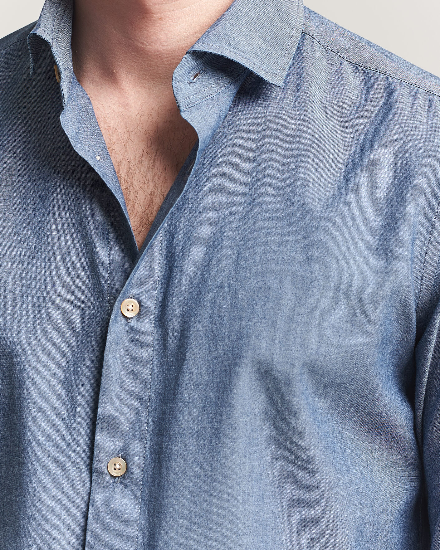 Heren | Overhemden | Boglioli | Chambray Shirt Medium Blue