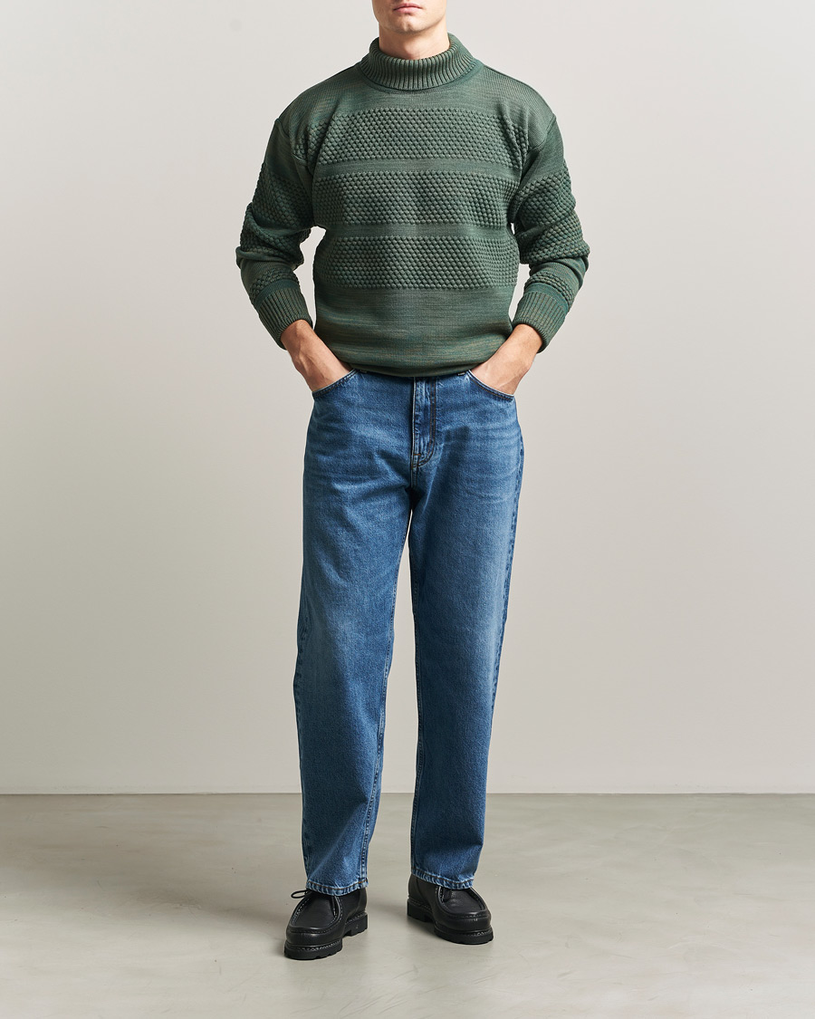 Heren | Truien | S.N.S. Herning | Fisherman Sweater Natural Machine Green