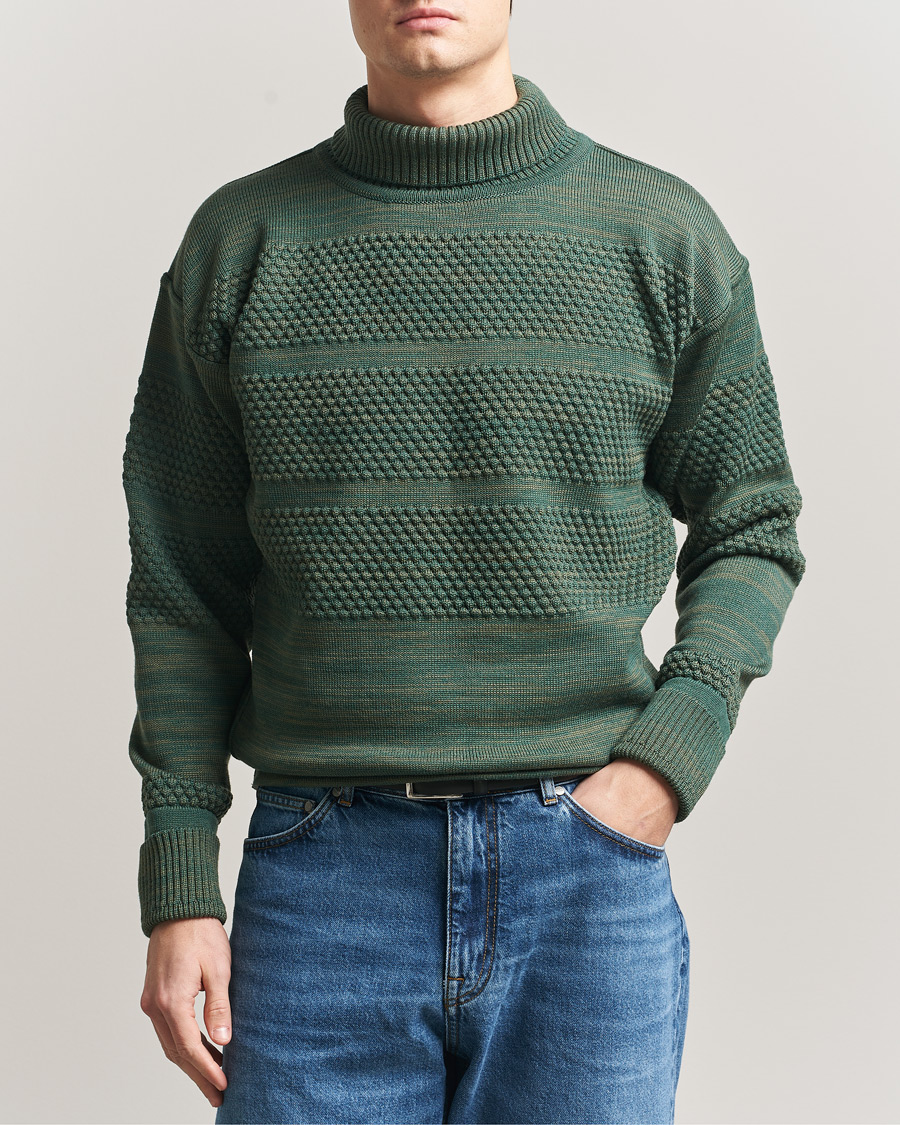 Heren | Truien | S.N.S. Herning | Fisherman Sweater Natural Machine Green
