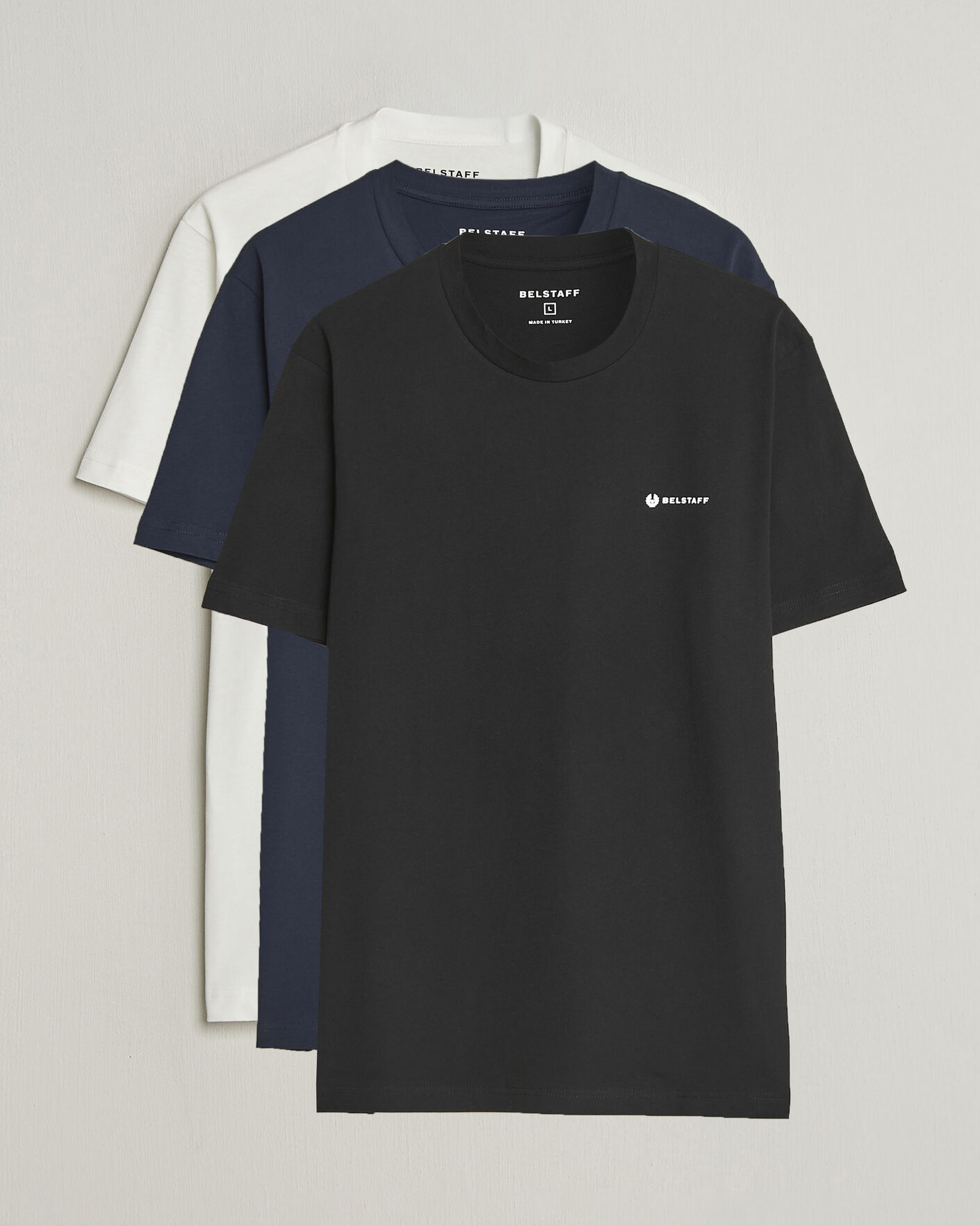 Heren | T-shirts | Belstaff | 3-Pack Squad Crew Neck T-Shirt Black/Dark Ink/White