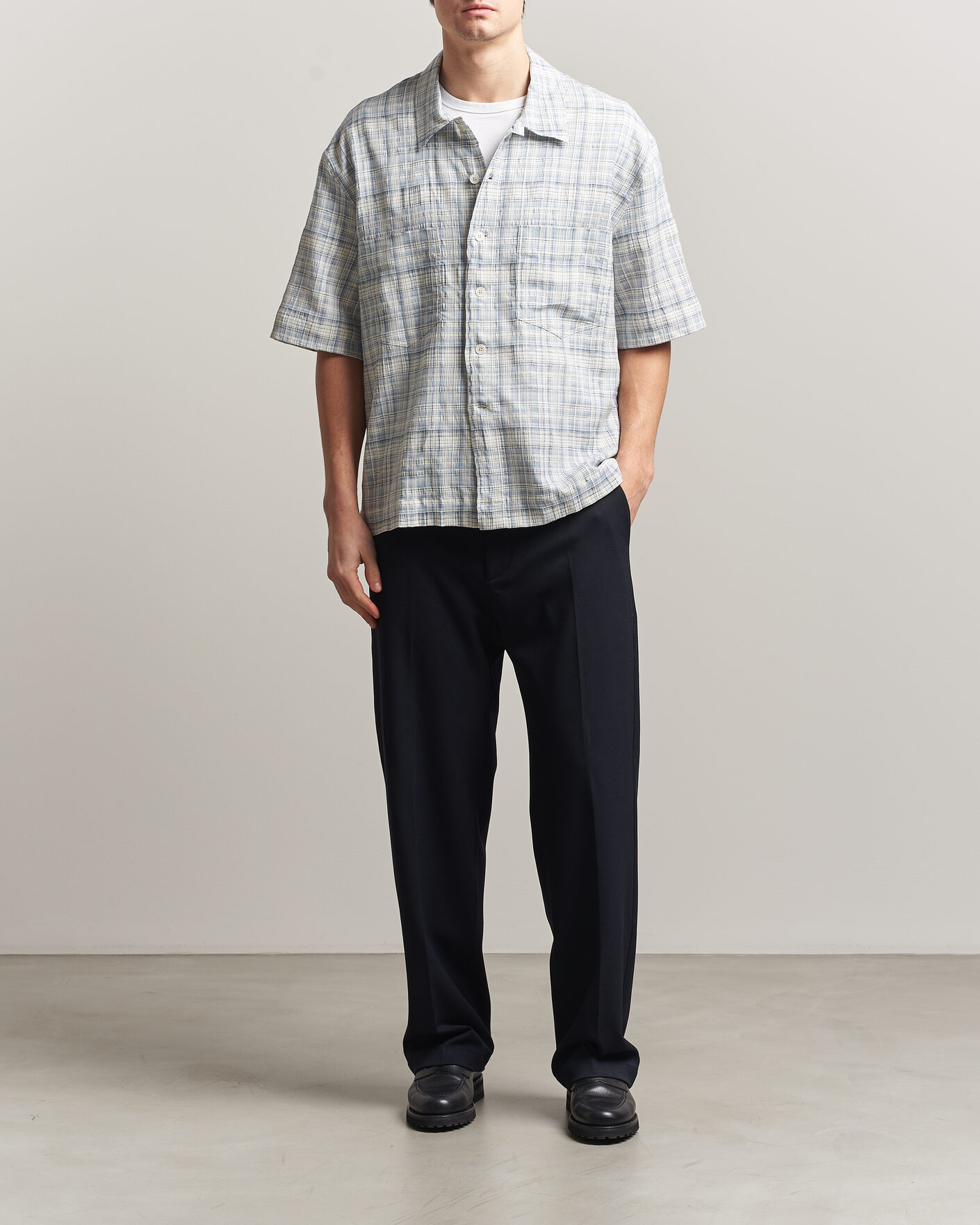 Heren | Overhemden | Sunflower | Adam Short Sleeve Shirt Light Blue Check