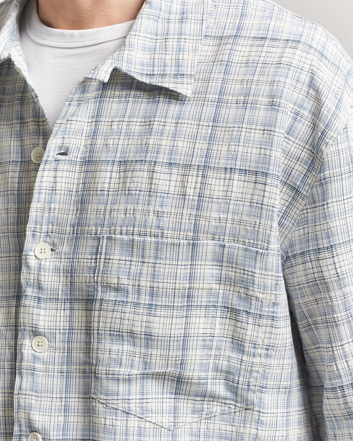 Heren | Overhemden | Sunflower | Adam Short Sleeve Shirt Light Blue Check