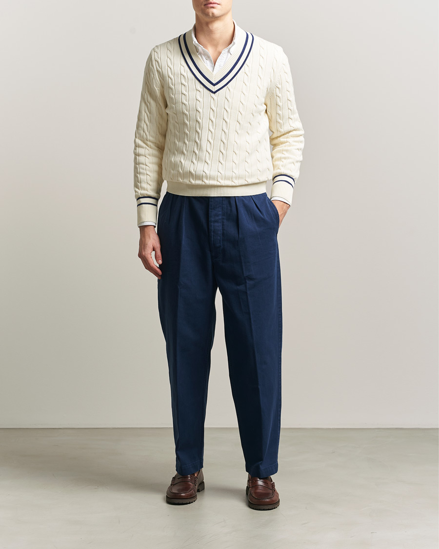 Heren | Broeken | Polo Ralph Lauren | Pleated Cotton Twill Chinos Dark Cobalt