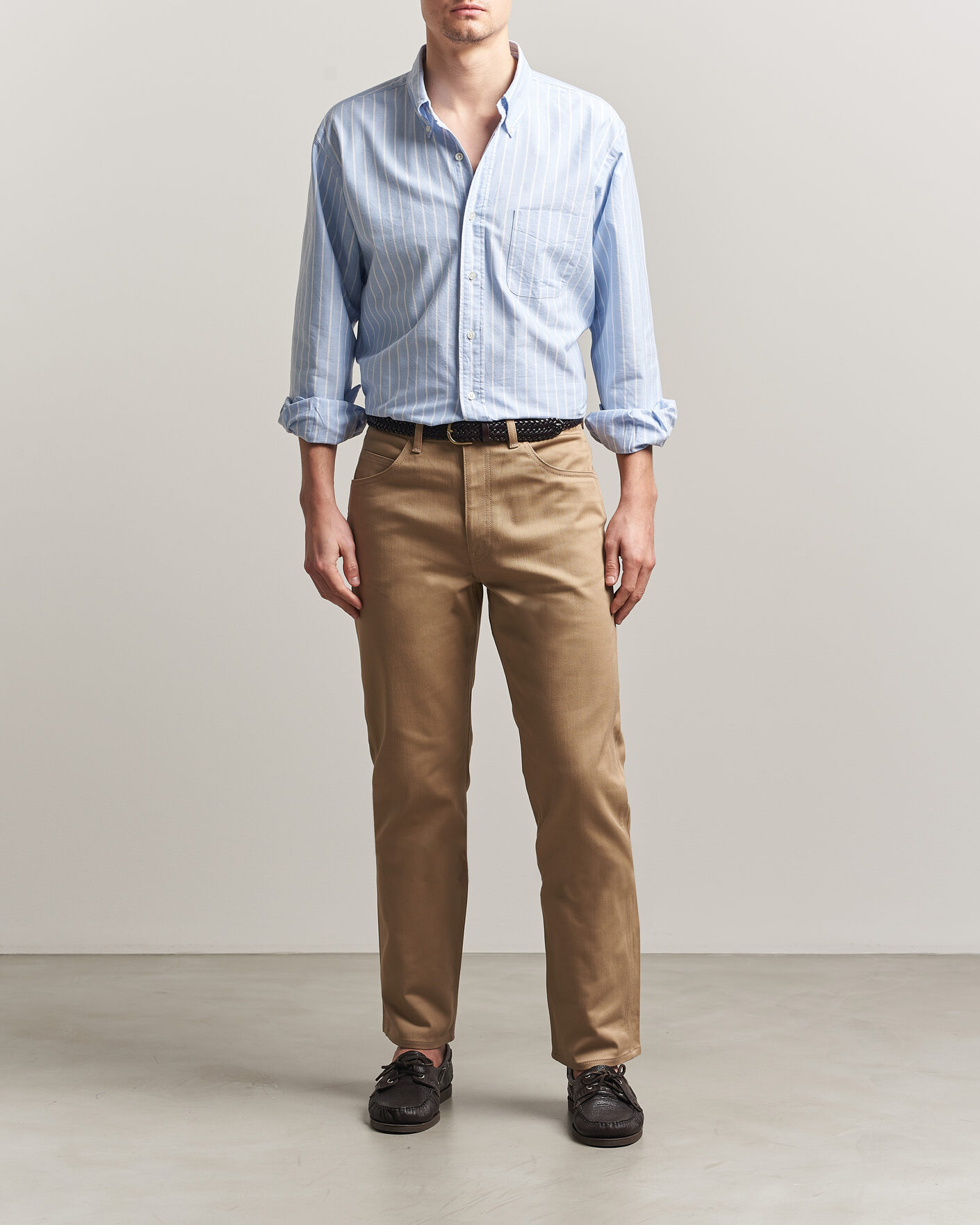 Heren | Overhemden | Kamakura Shirts | Vintage Ivy Oxford BD Shirt Blue Blazer Stripe