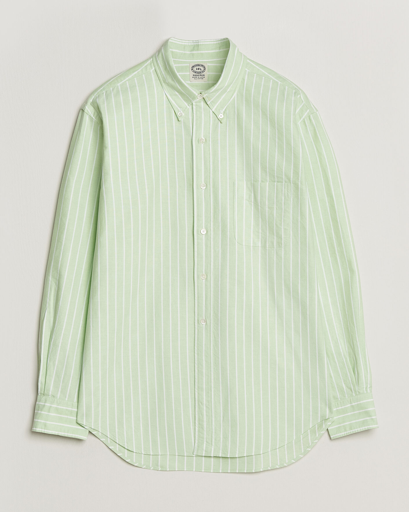 Heren | Overhemden | Kamakura Shirts | Vintage Ivy Oxford BD Shirt Green Blazer Stripe