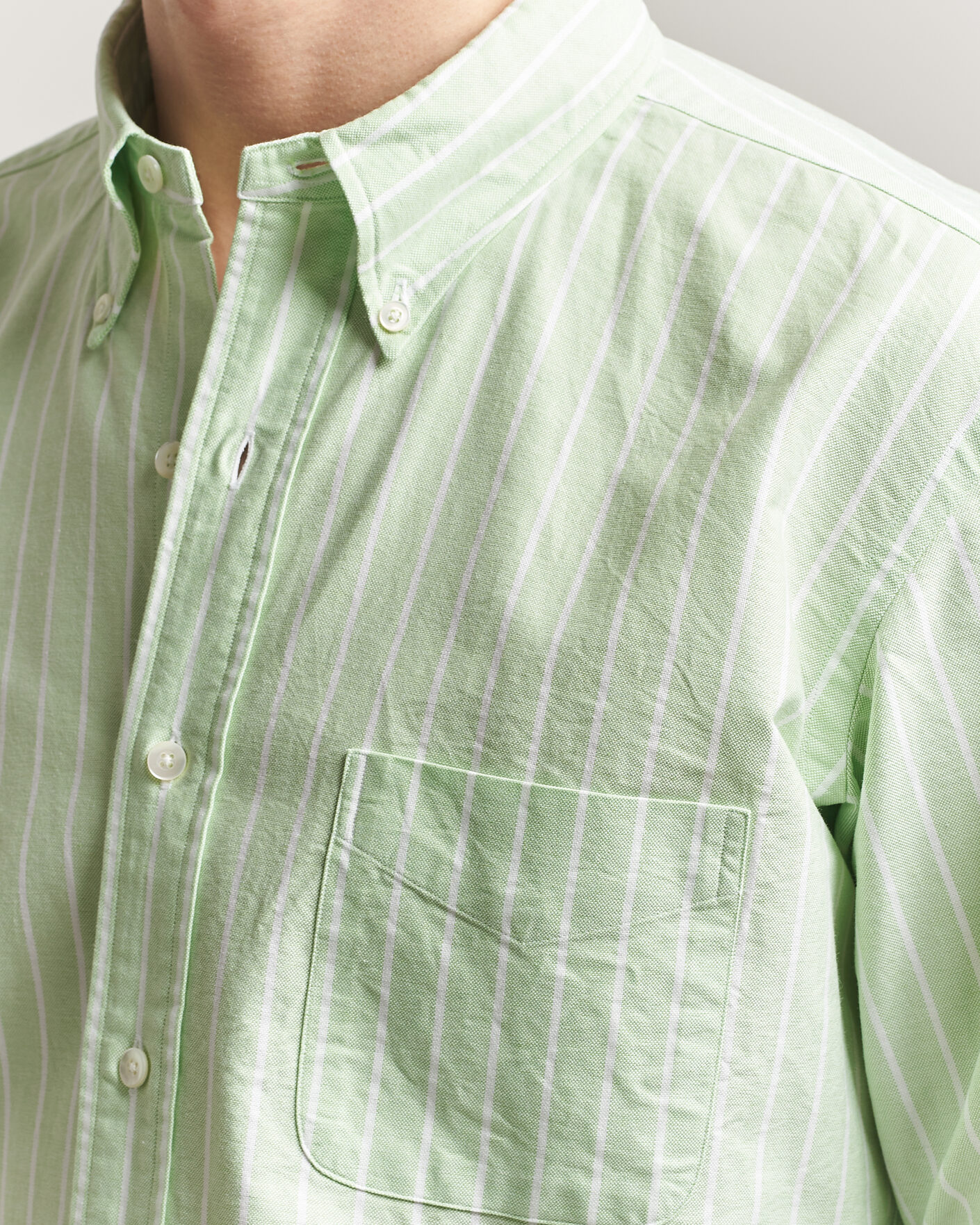 Heren | Overhemden | Kamakura Shirts | Vintage Ivy Oxford BD Shirt Green Blazer Stripe