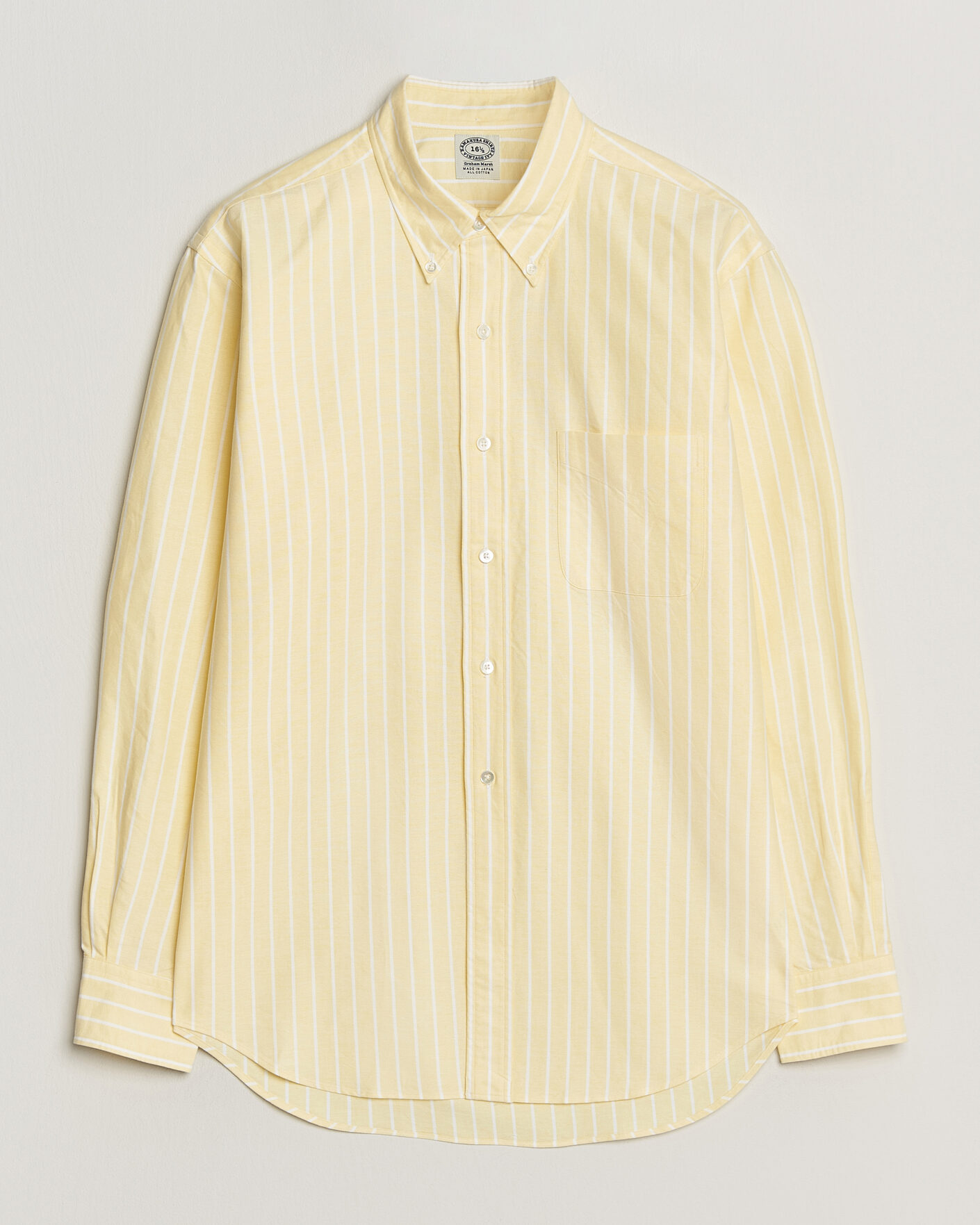 Heren | Overhemden | Kamakura Shirts | Vintage Ivy Oxford BD Shirt Yellow Blazer Stripe