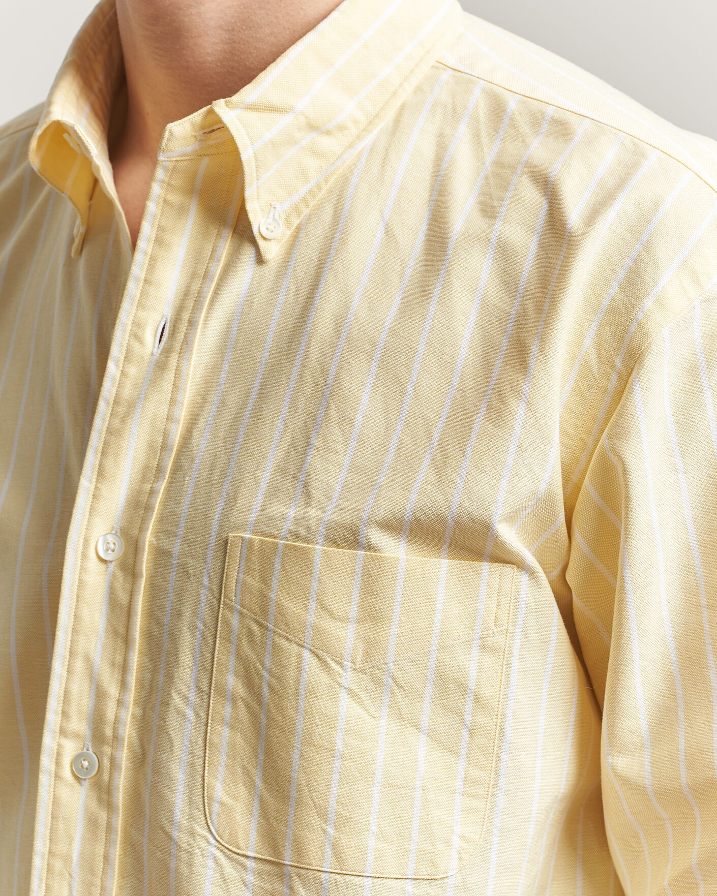 Heren | Overhemden | Kamakura Shirts | Vintage Ivy Oxford BD Shirt Yellow Blazer Stripe