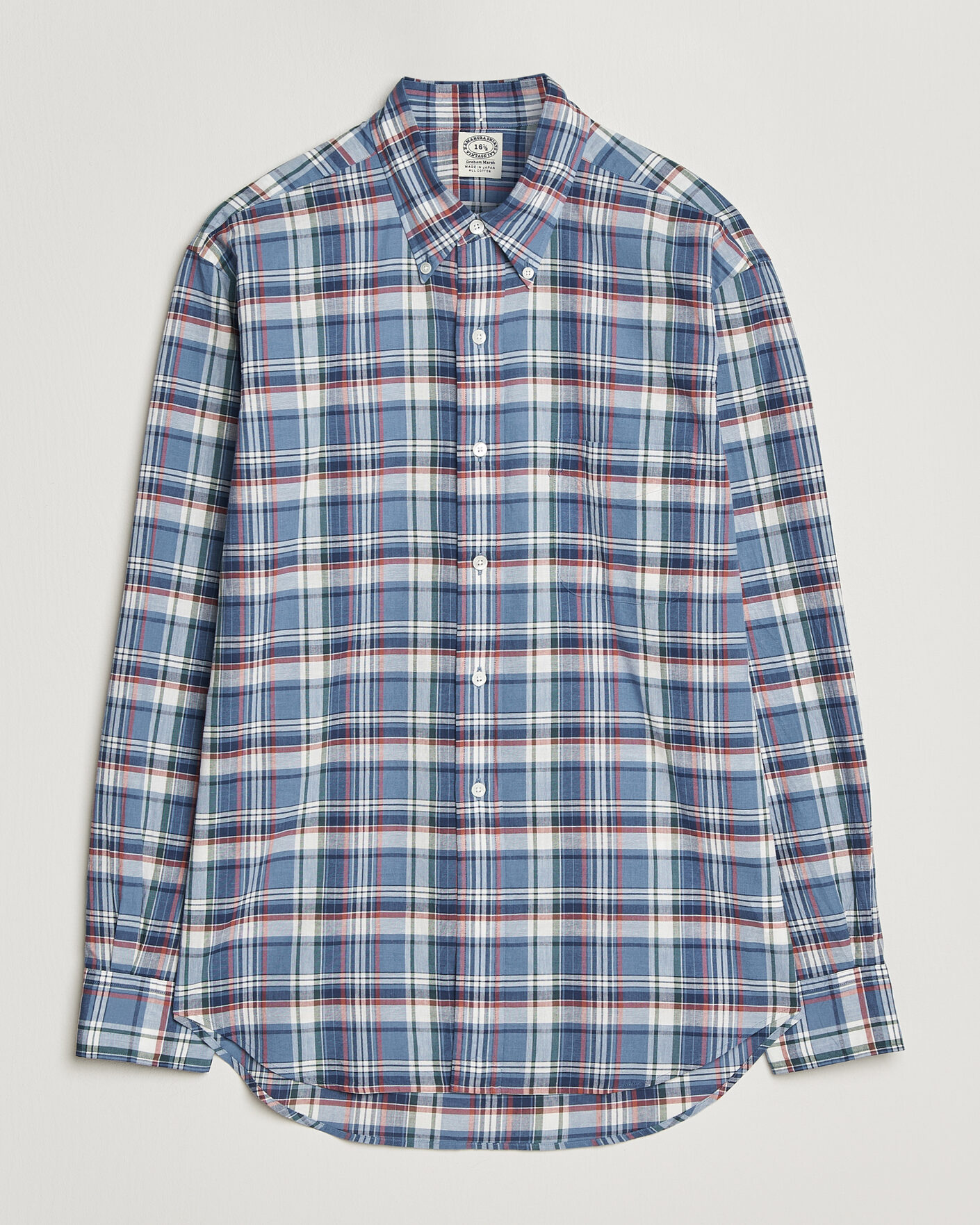 Heren | Overhemden | Kamakura Shirts | Vintage Ivy Button Down Shirt Blue Madras