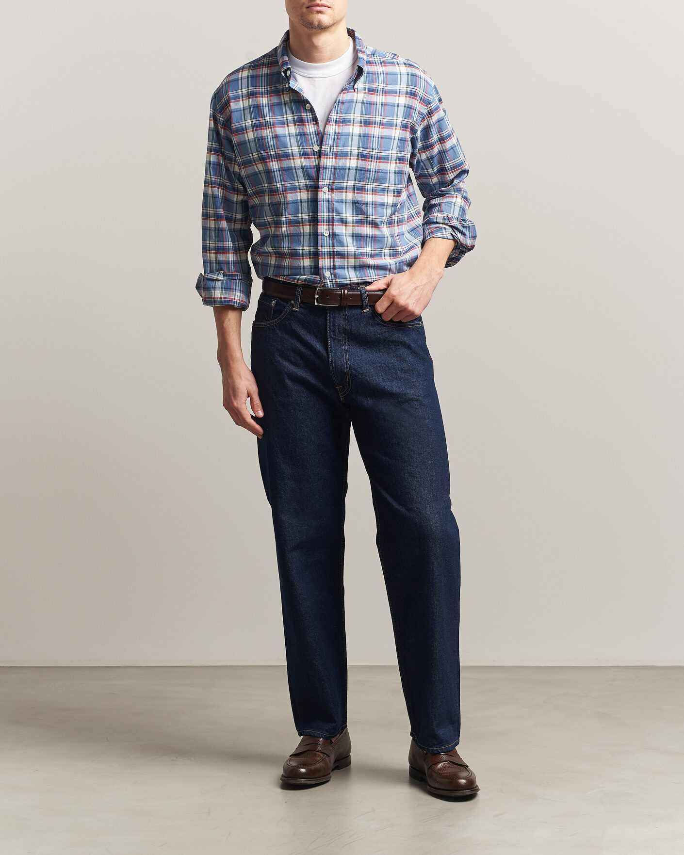 Heren | Overhemden | Kamakura Shirts | Vintage Ivy Button Down Shirt Blue Madras