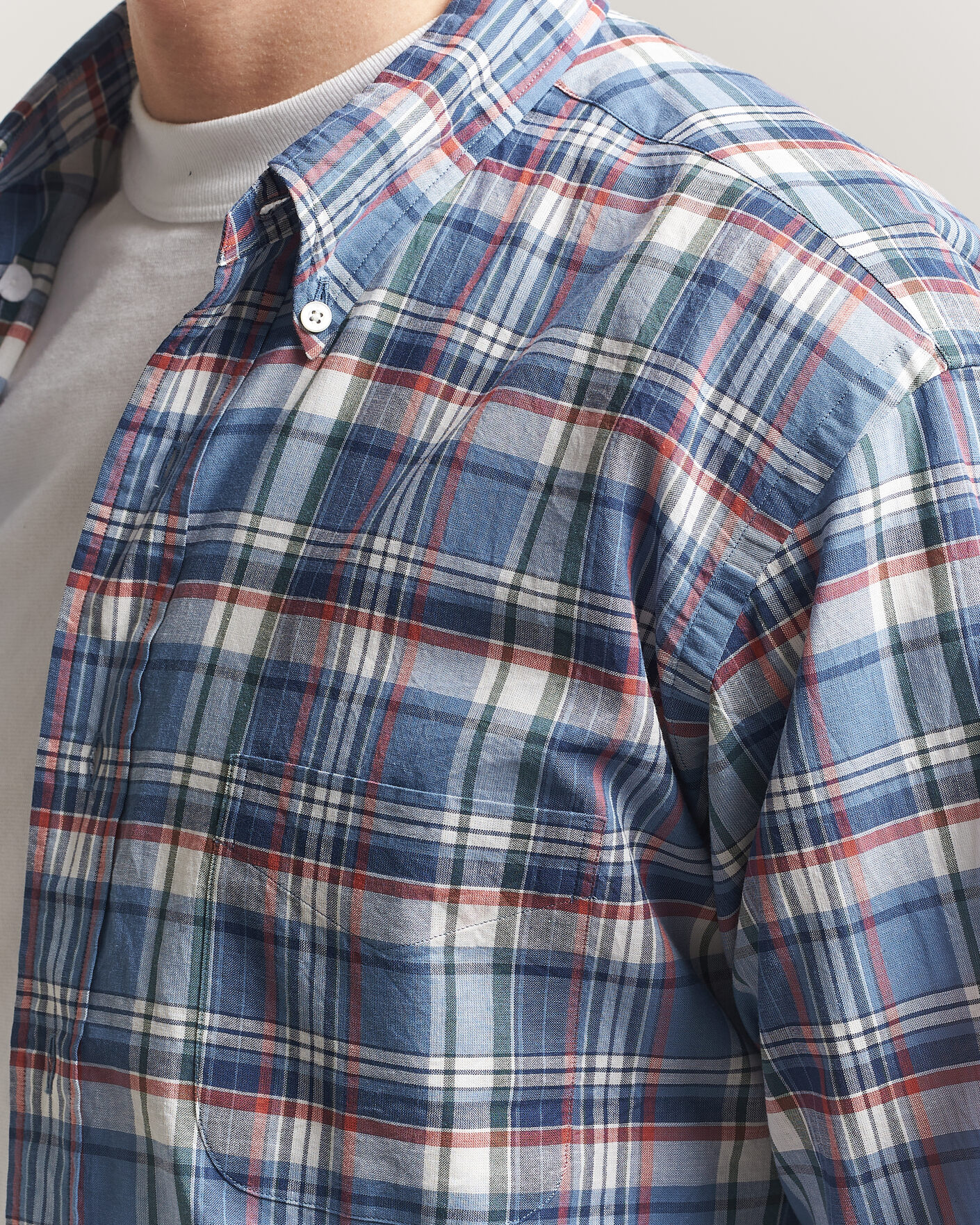 Heren | Overhemden | Kamakura Shirts | Vintage Ivy Button Down Shirt Blue Madras