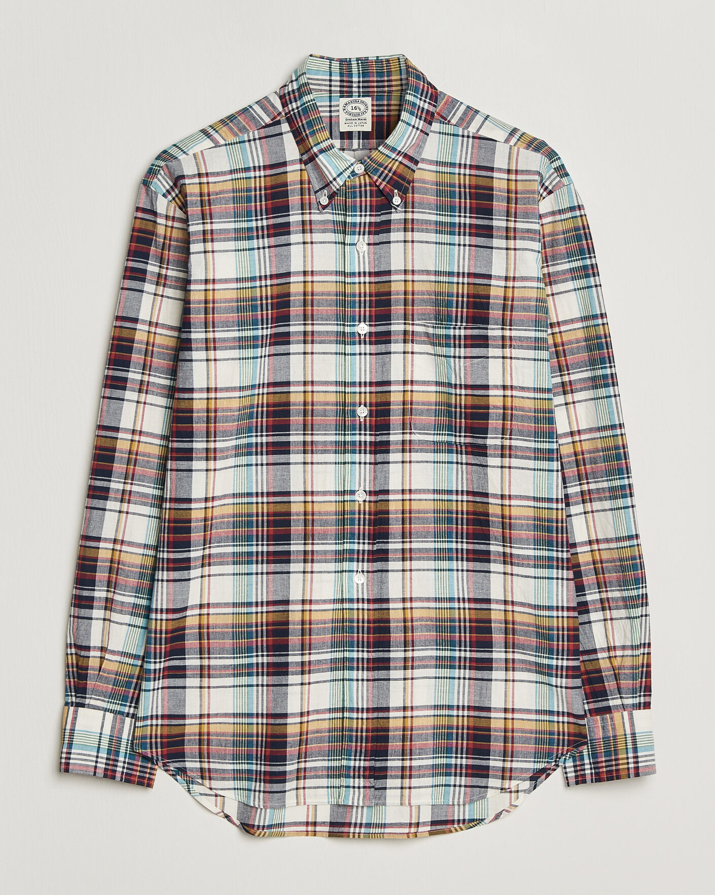 Heren | Overhemden | Kamakura Shirts | Vintage Ivy Button Down Shirt Yellow Madras