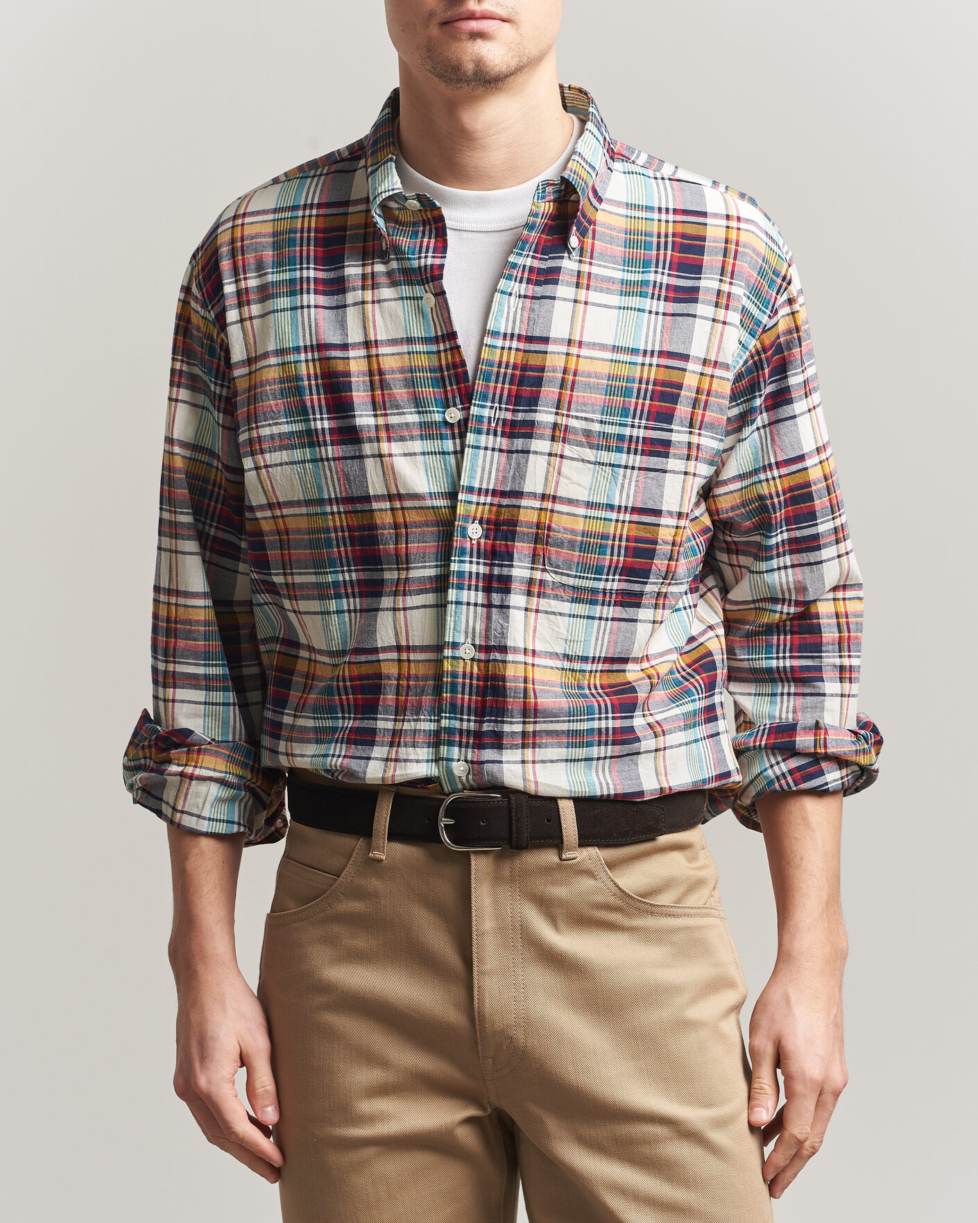 Heren | Overhemden | Kamakura Shirts | Vintage Ivy Button Down Shirt Yellow Madras