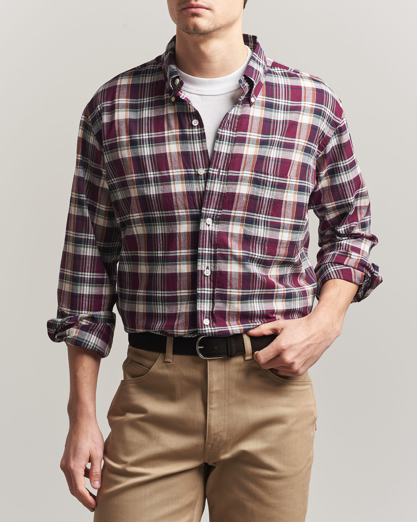 Heren | Overhemden | Kamakura Shirts | Vintage Ivy Button Down Shirt Red Madras